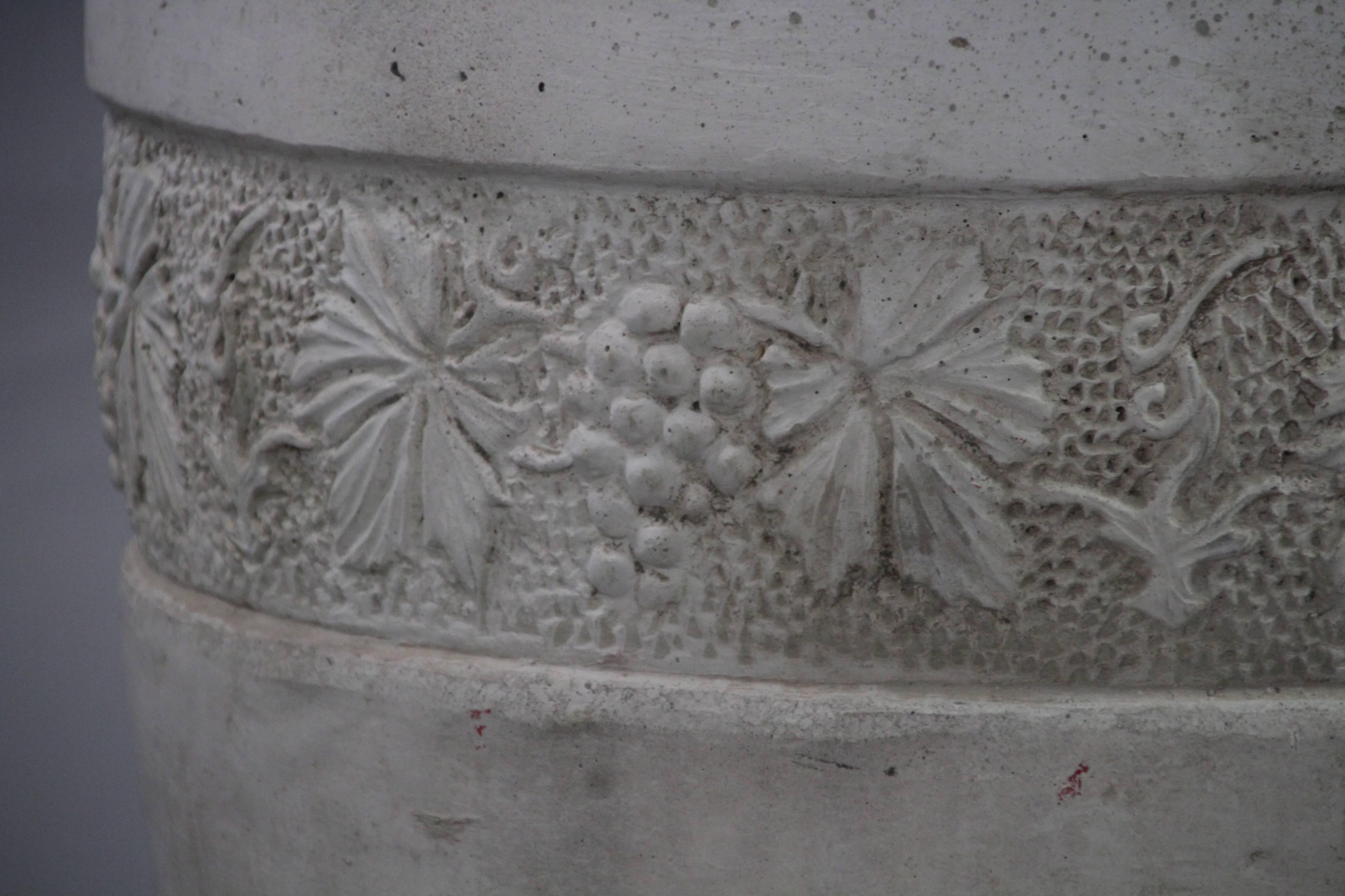 Large and Impressive 1920s Concrete Vase with Grapevine Motif For Sale 3