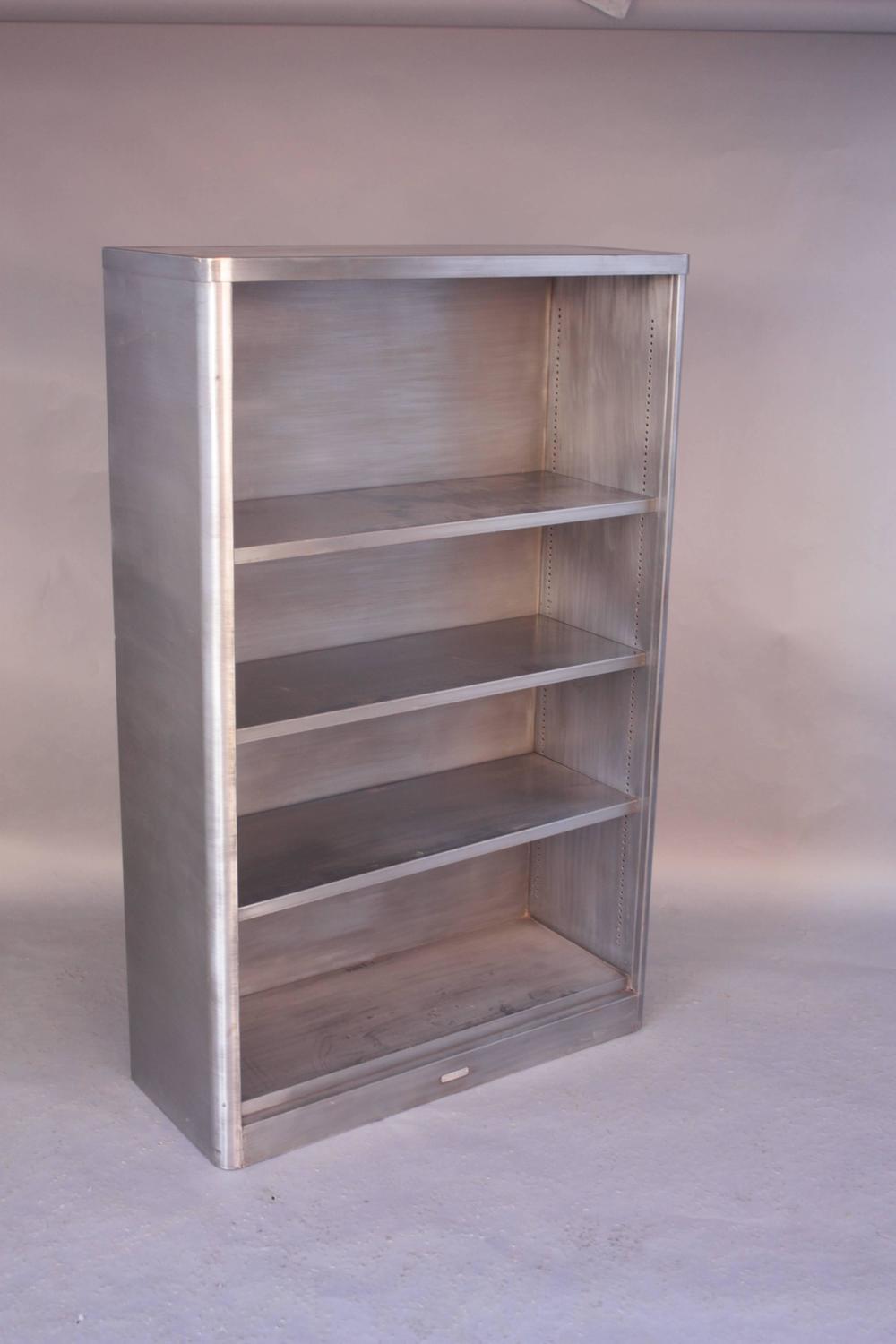 Vintage Industrial Midcentury Metal Bookcase at 1stdibs