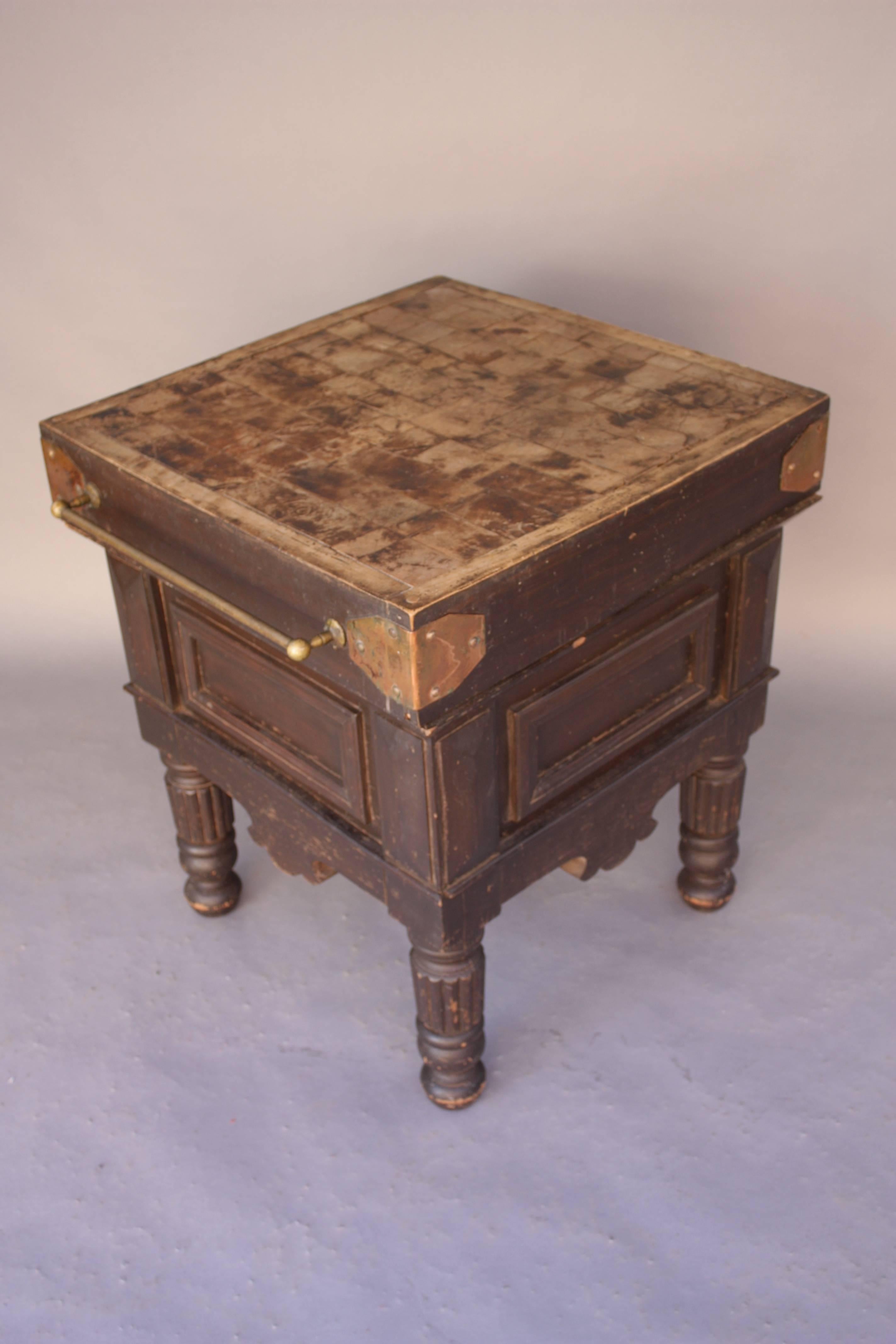 Wonderful old European butcher block. Some separation on the top- please refer to the pictures.