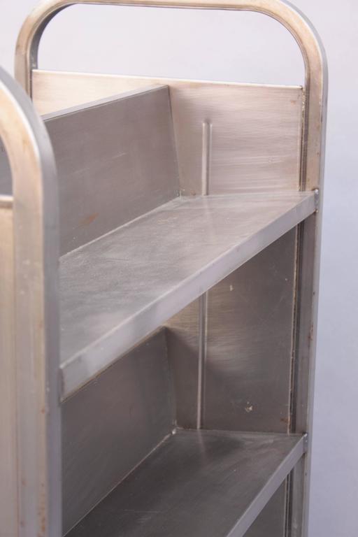 1 Of 2 Vintage Metal Bookcases on Wheels at 1stDibs