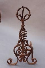 1920s Wrought Iron Andirons