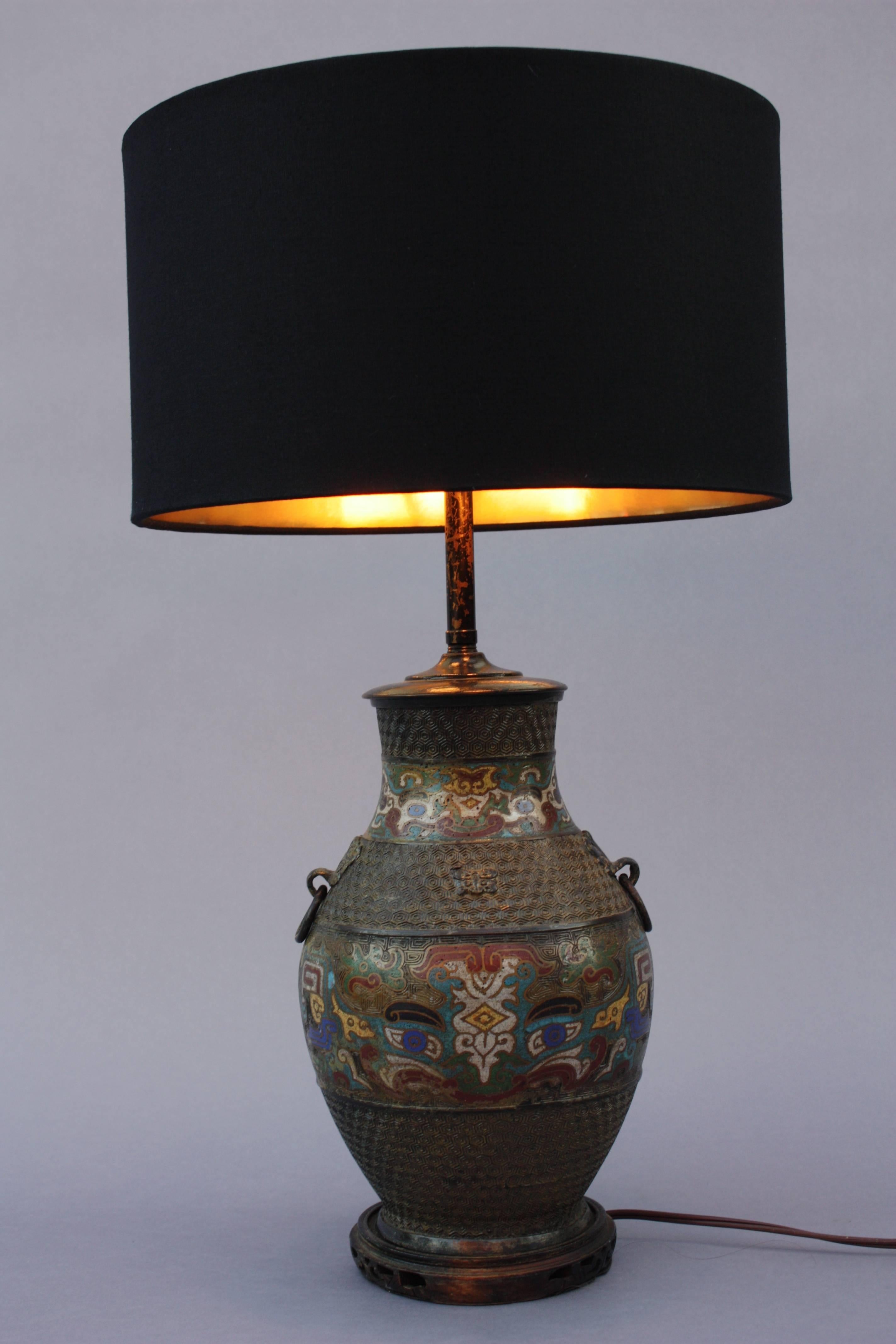 American Antique Cloisonne Table Lamp