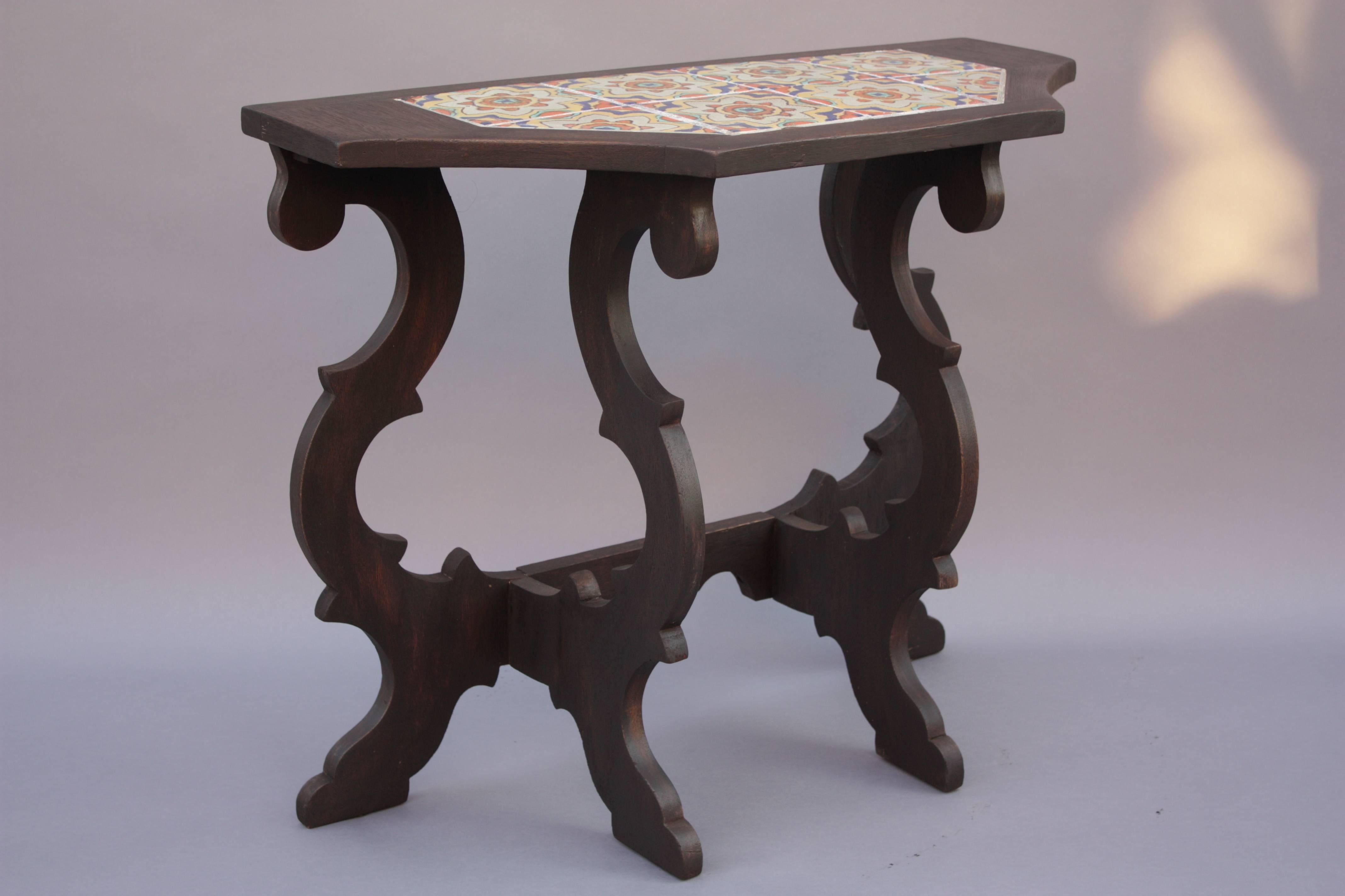 Spanish Colonial 1930s Spanish Revival Table with Tudor Tiles