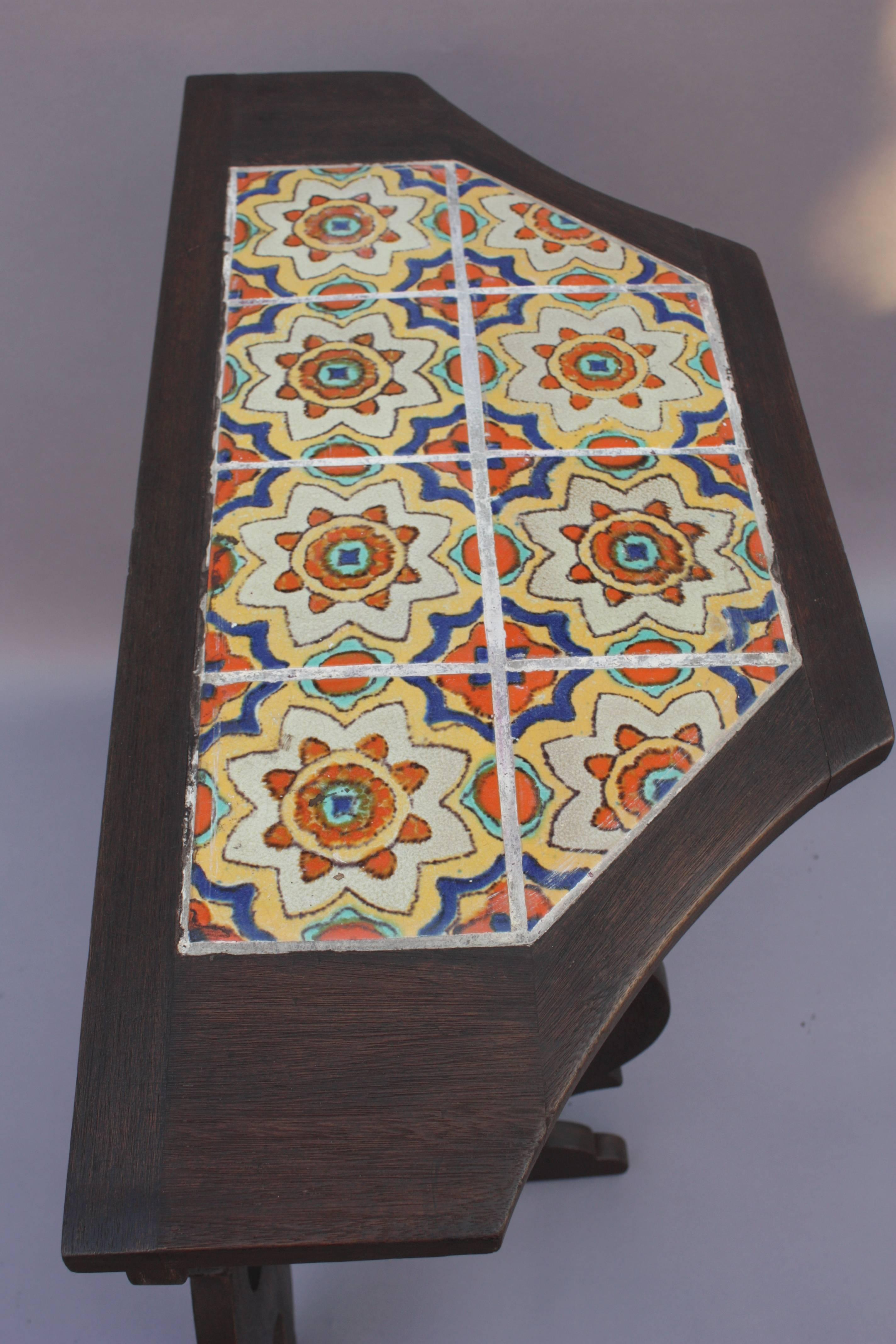 1930s Spanish Revival Table with Tudor Tiles 2