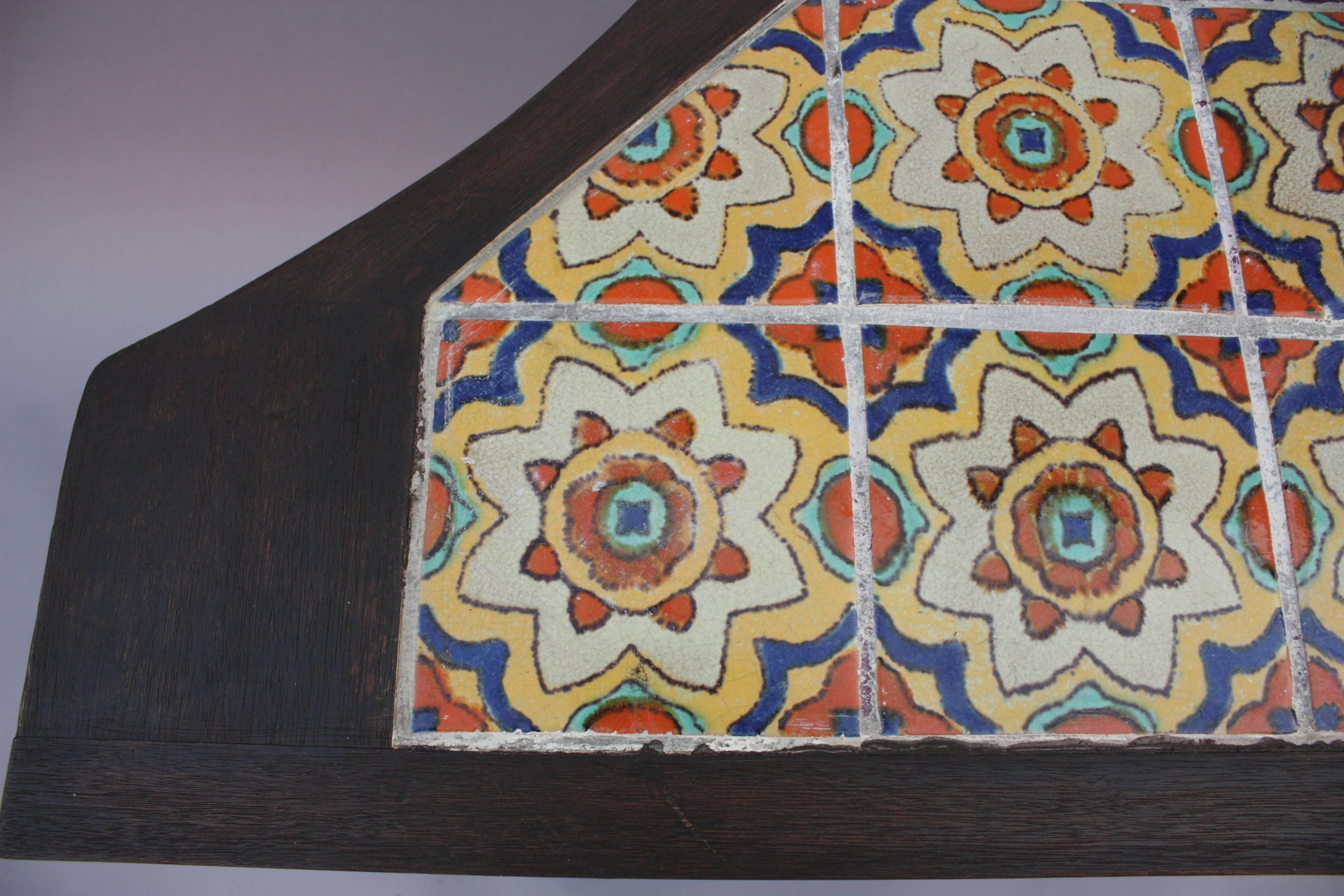 Mid-20th Century 1930s Spanish Revival Table with Tudor Tiles
