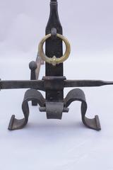 Antique 1920s Bronze and Wrought Iron Pair of Andirons