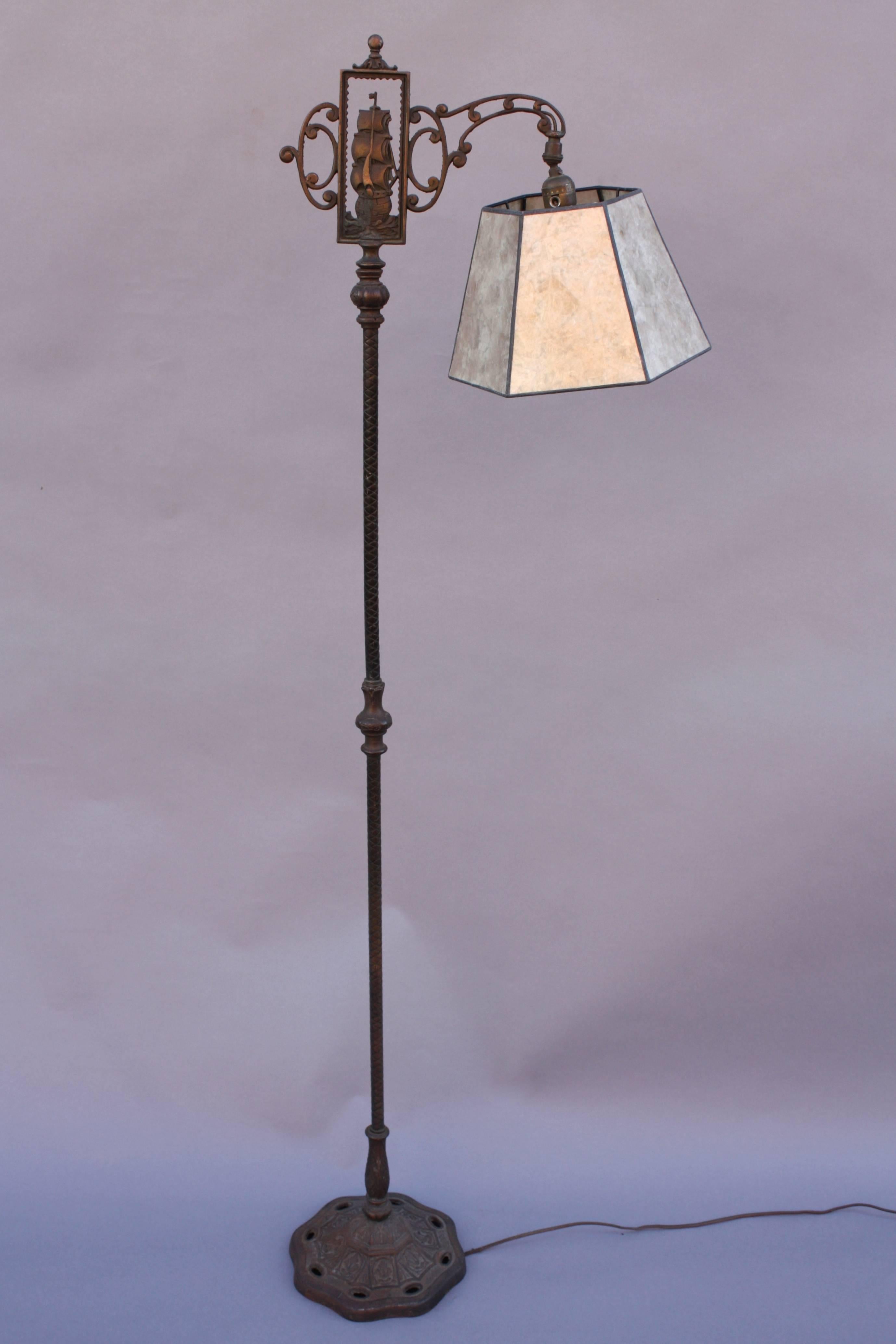 1920s Floor Lamp with Galleon Motif 3