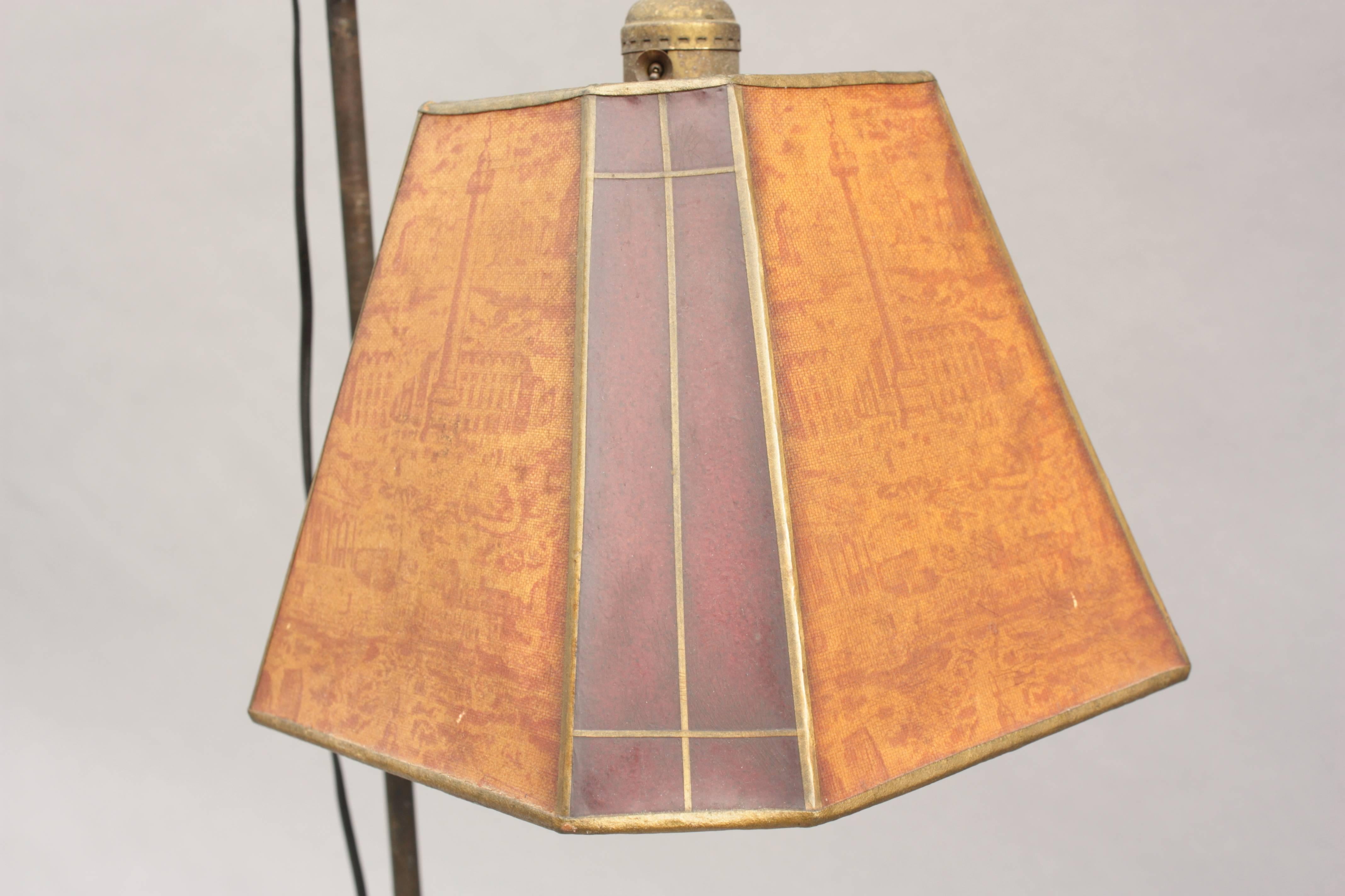 Rancho Monterey Antique Adjustable Bridge Lamp with Original Shade