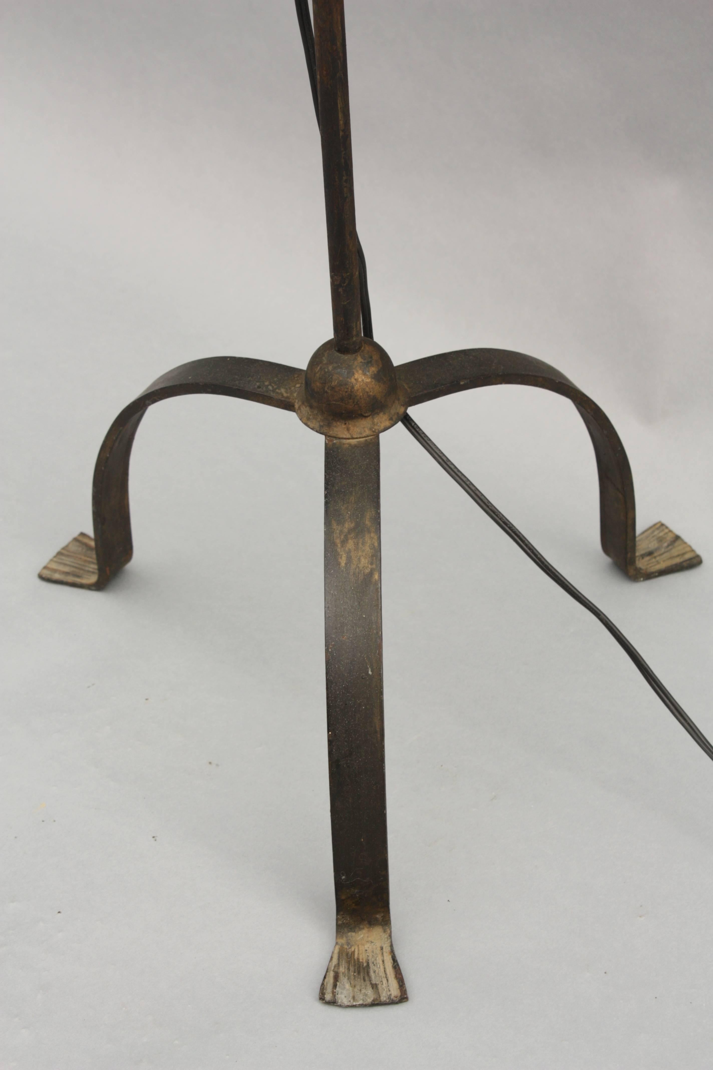 North American Antique Adjustable Bridge Lamp with Original Shade
