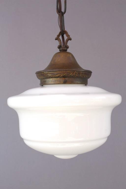1920s Milk Glass Pendant Light Fixture at 1stdibs