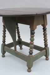 Antique Drop-Leaf Spanish Revival Side Table with Galleon