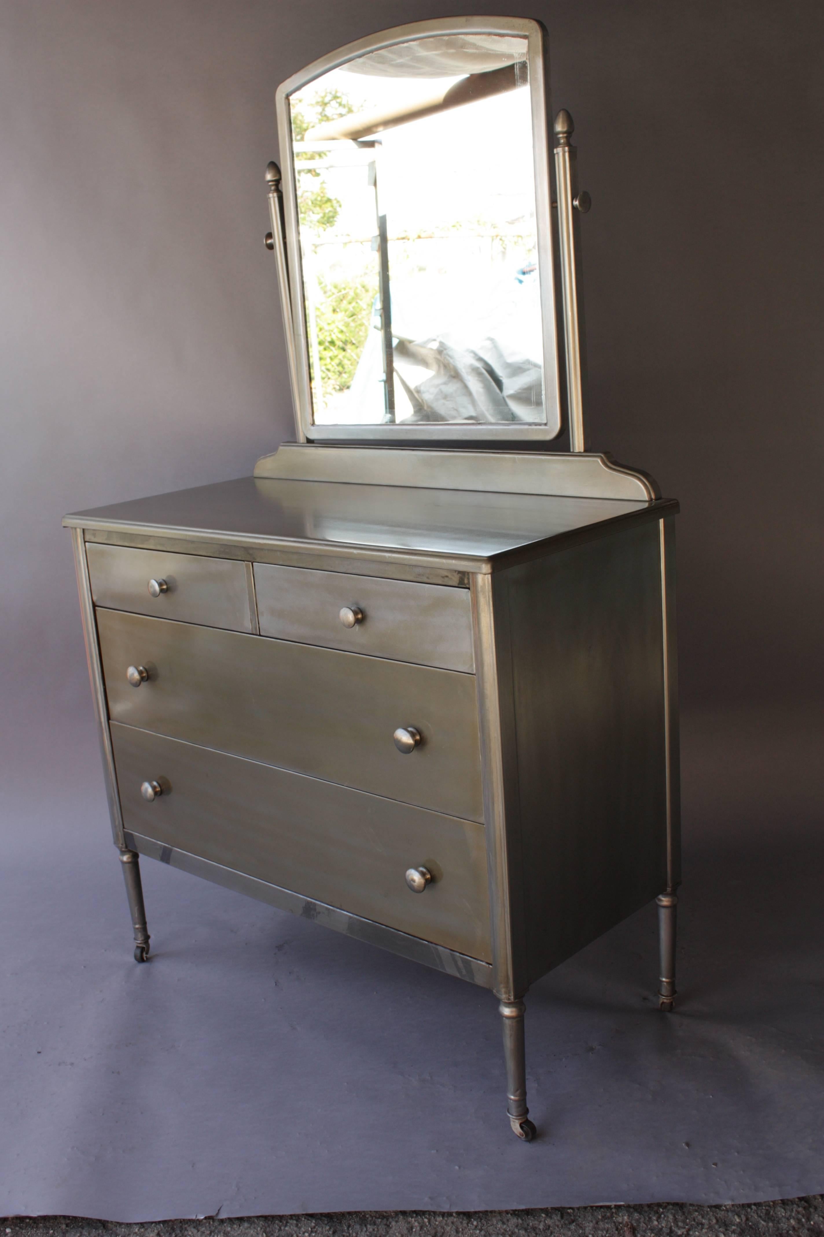 metal dresser with mirror