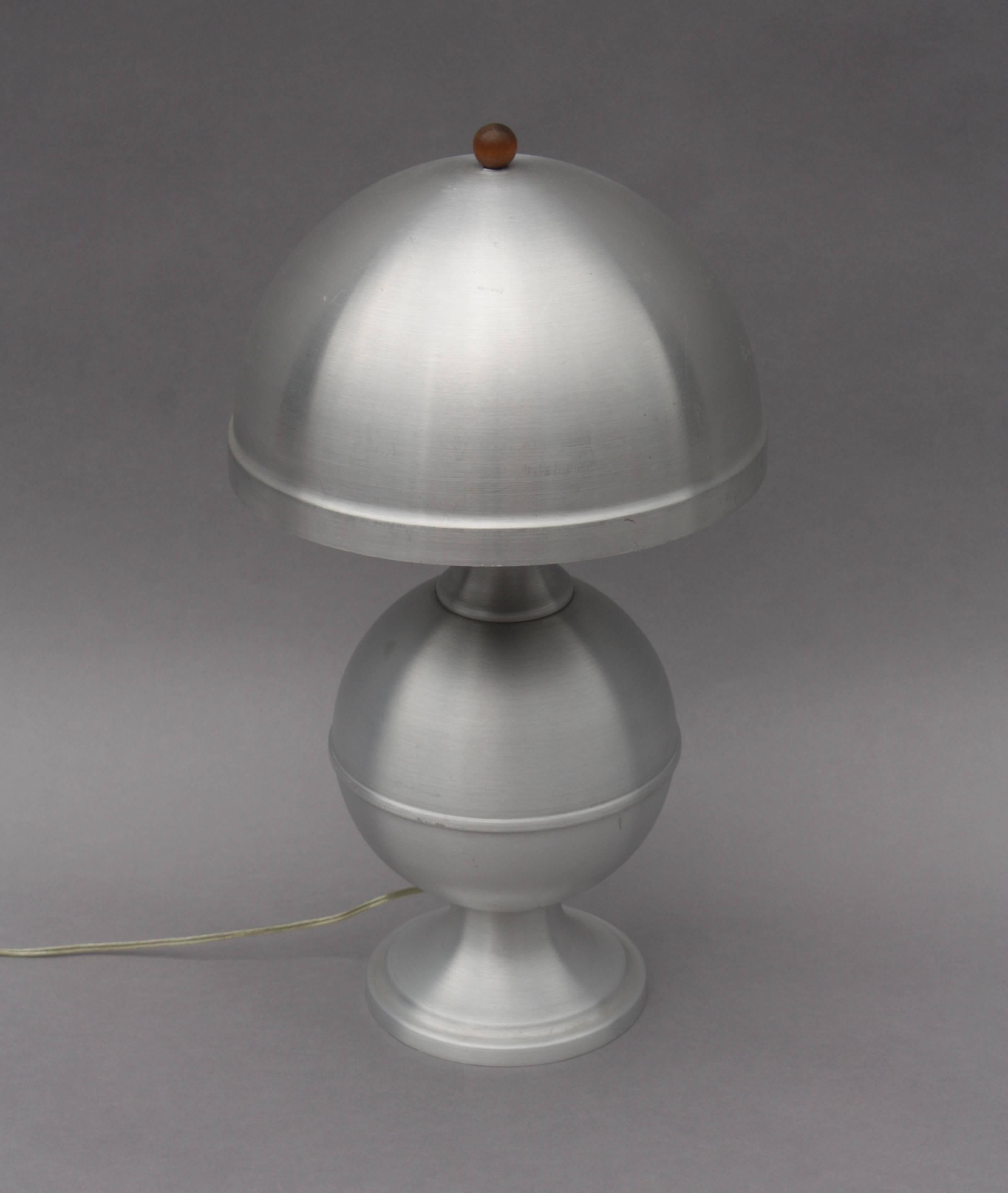 Wonderful Machine Age lamp spun aluminum attributed to Russel Wright.