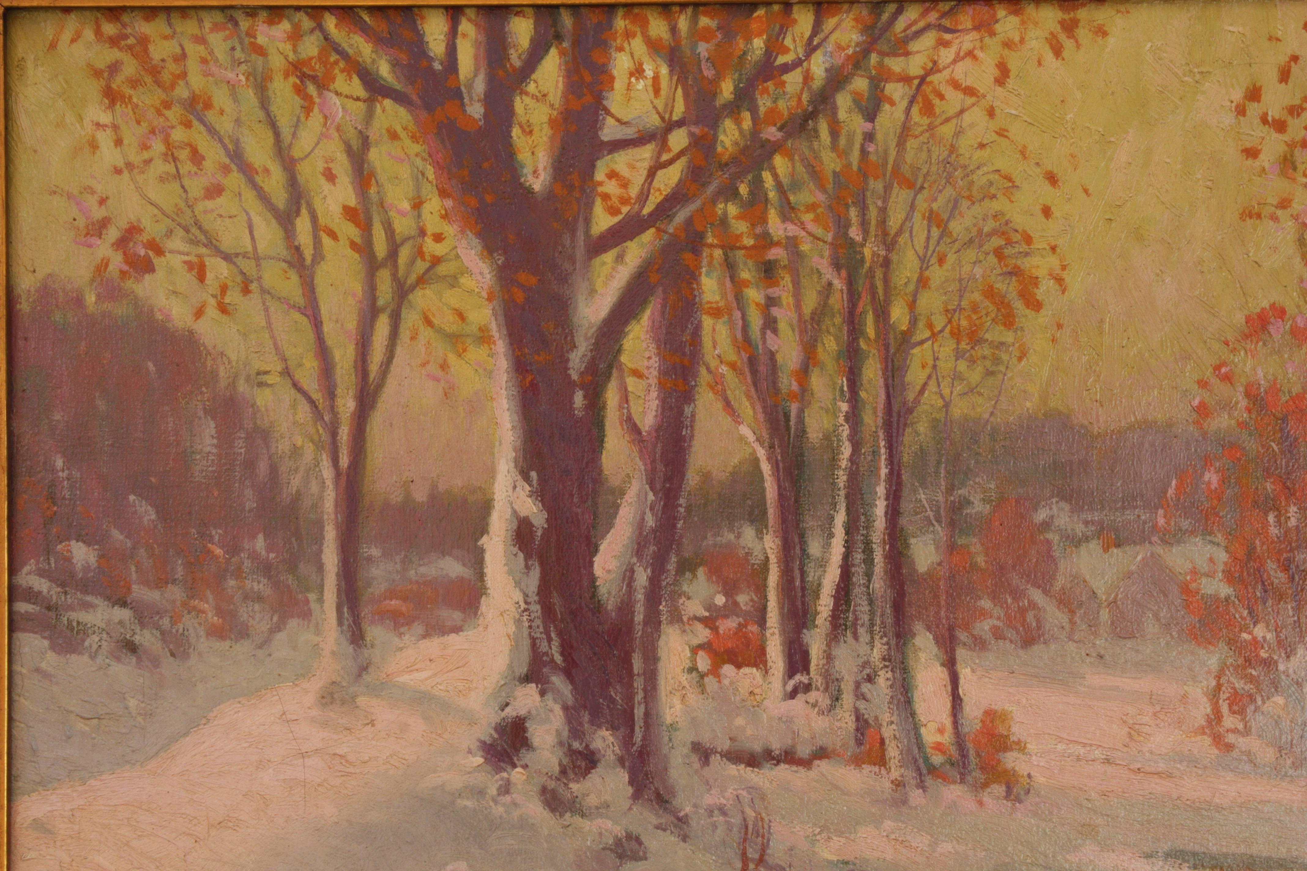 1920s Painting of Snowy of Northern Scene In Good Condition For Sale In Pasadena, CA