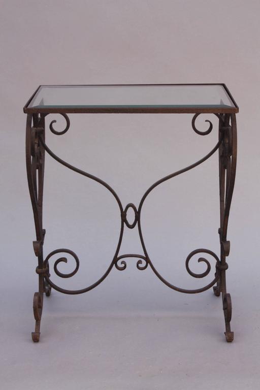 Wrought Iron Side Table with Glass Top at 1stDibs