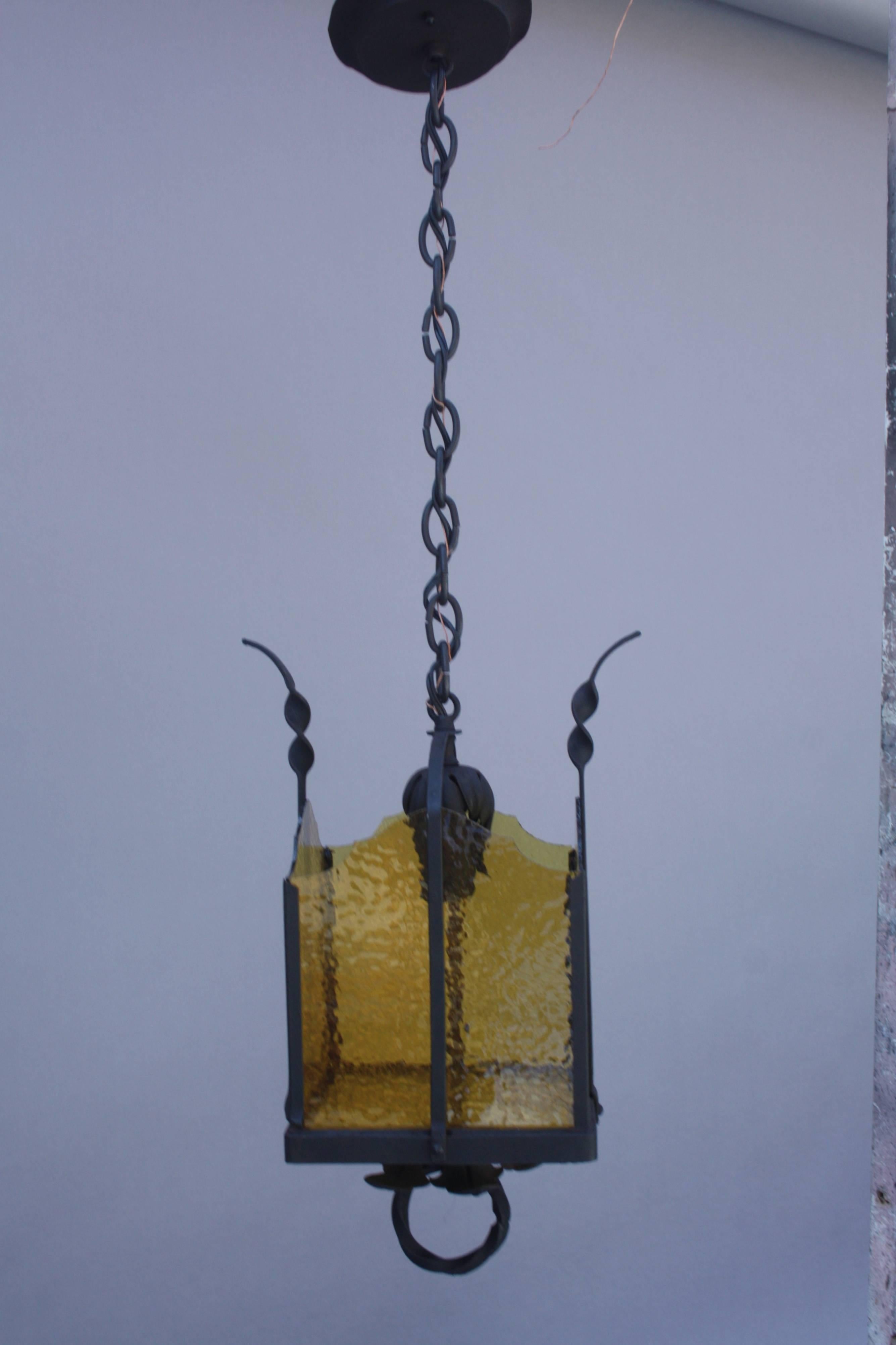 Spanish Colonial 1920s Spanish Revival Iron Pendant For Sale