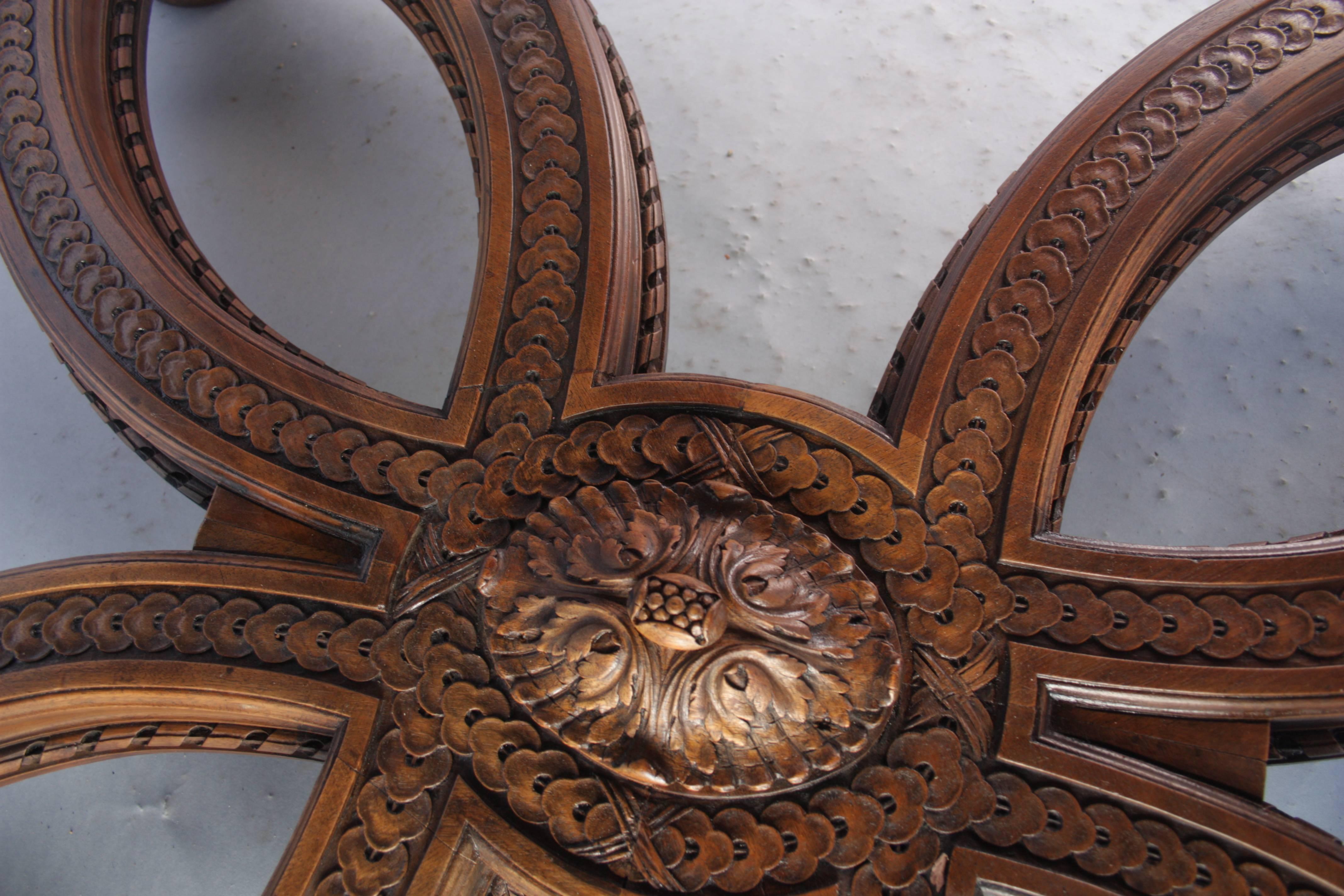 North American Wonderful Carved Walnut Center Table For Sale