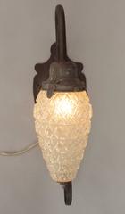 1920s Exterior Light with Original Etched Glass
