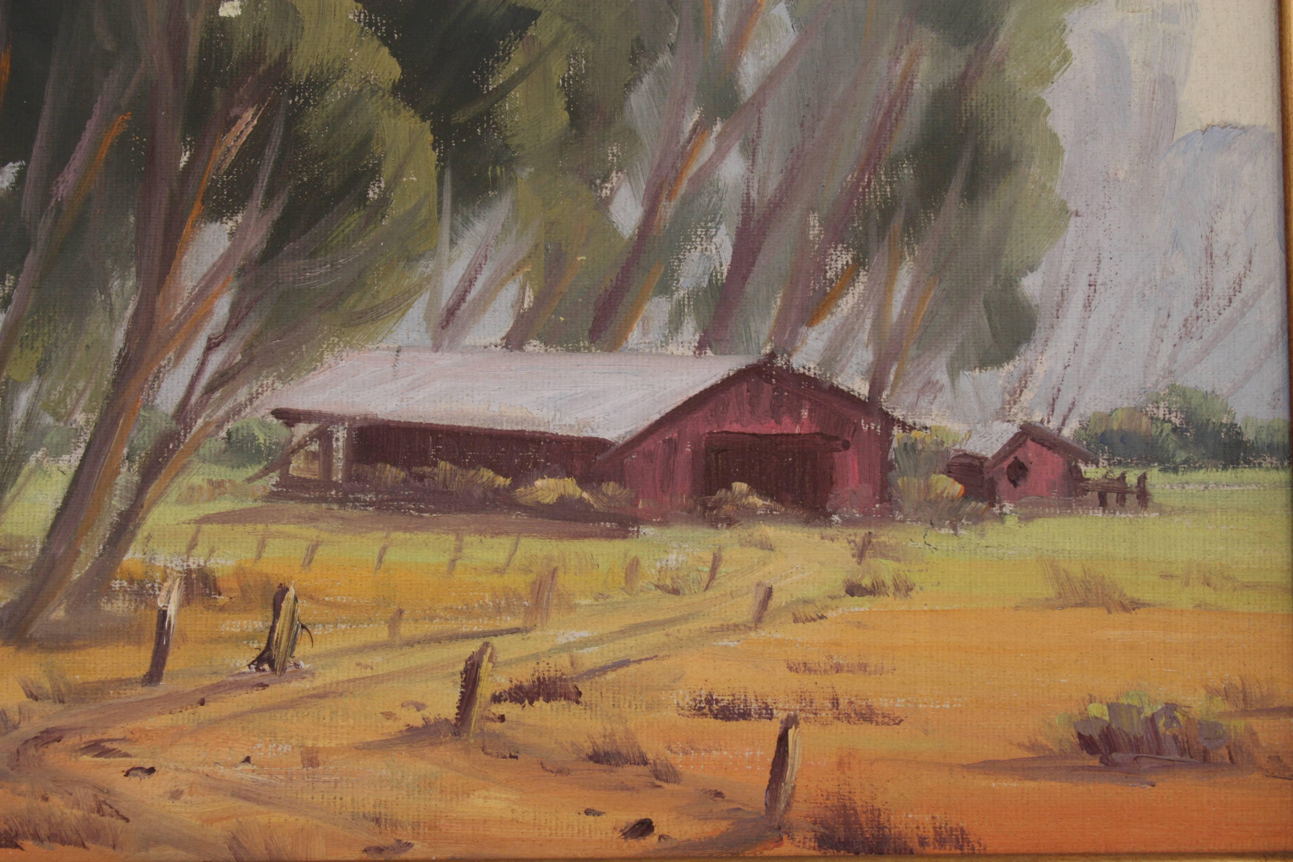 North American Farm Landscape Painting by Naomi Taylor Evans For Sale