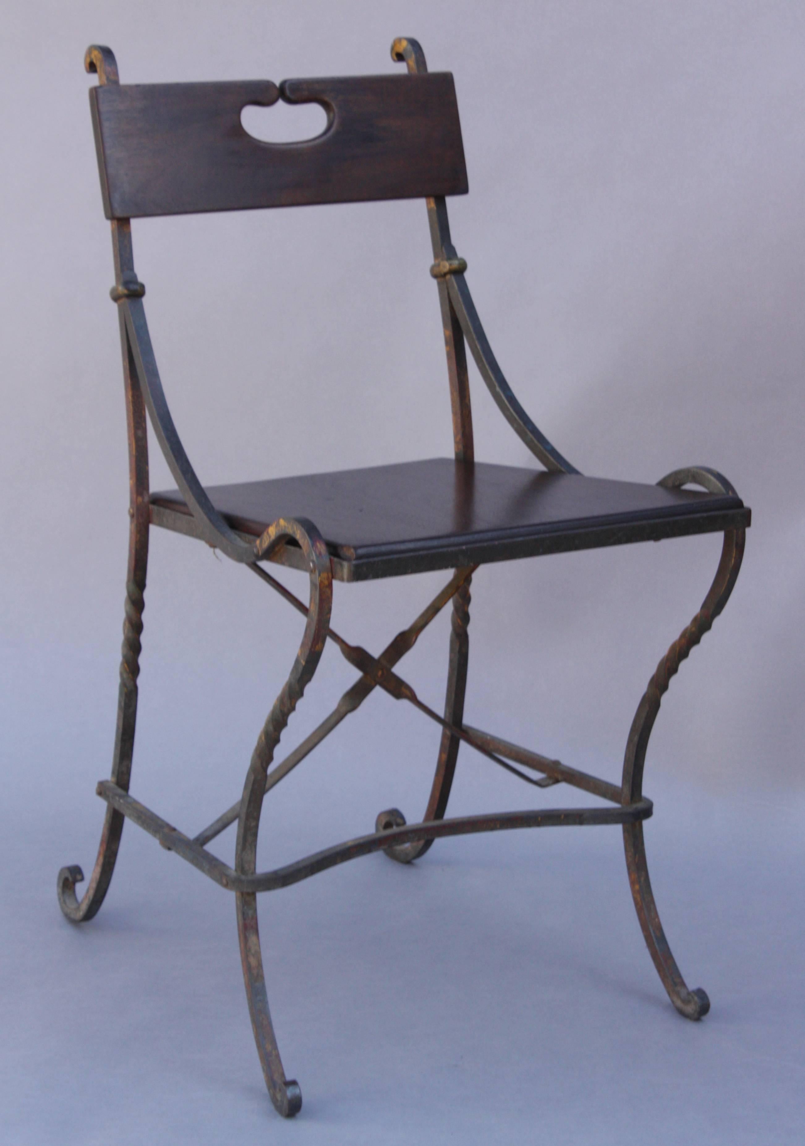Small size side chair perfect for desk. Retains its original polychrome finish.