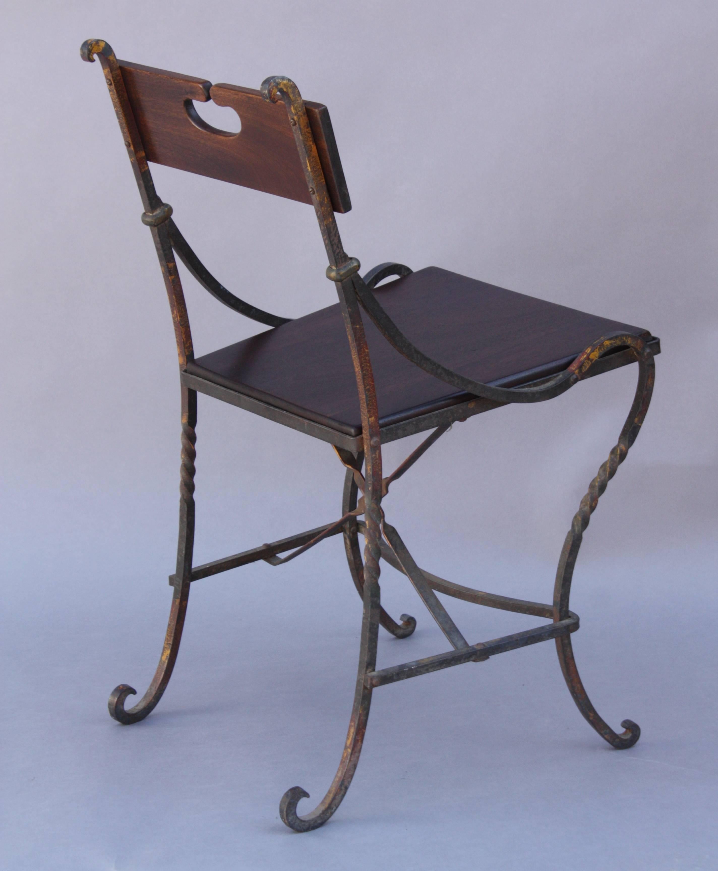 Spanish Colonial Beautiful Spanish Revival Iron and Walnut Side Chair