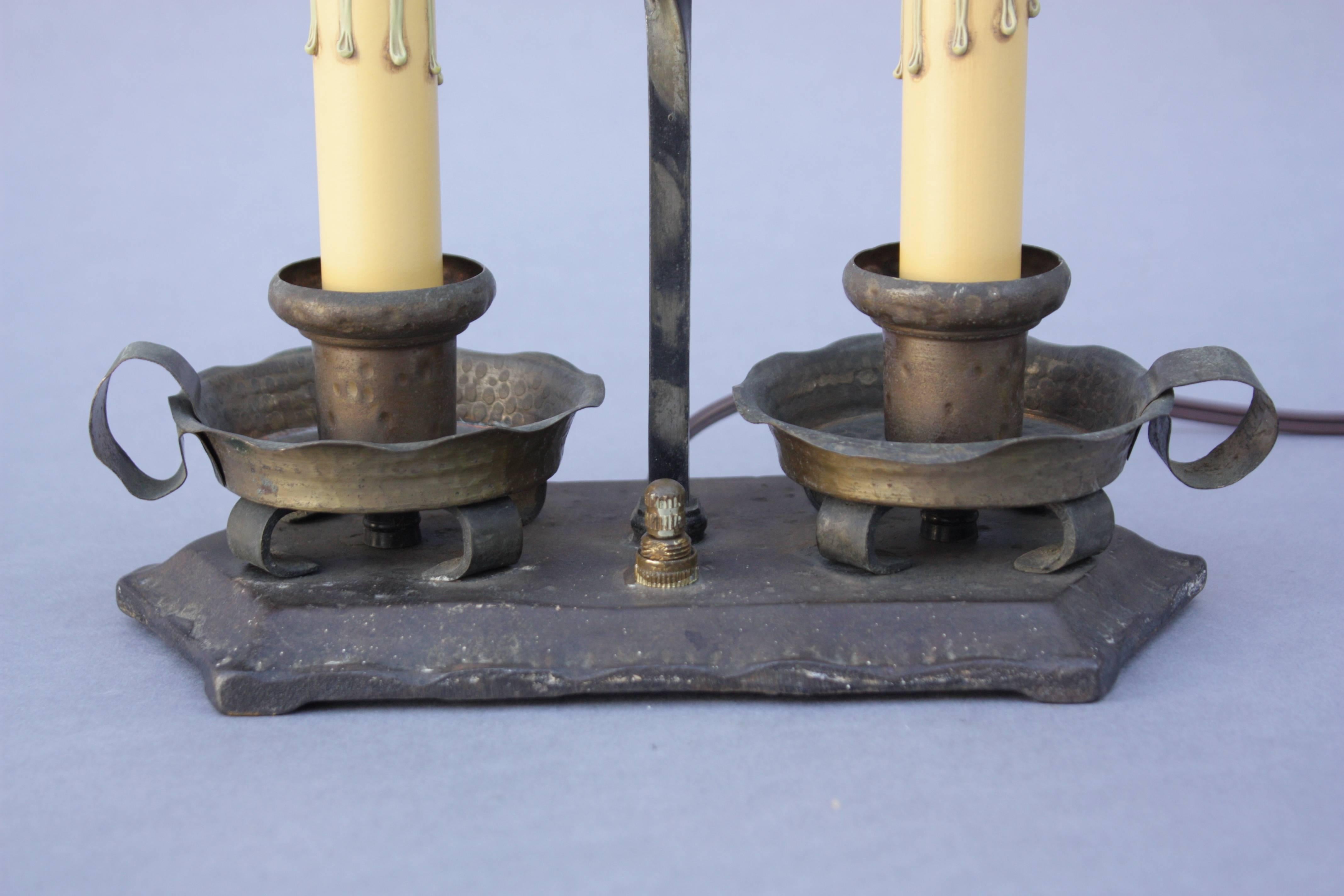 Spanish Colonial Pair of 1920s Double Light Table Lamps