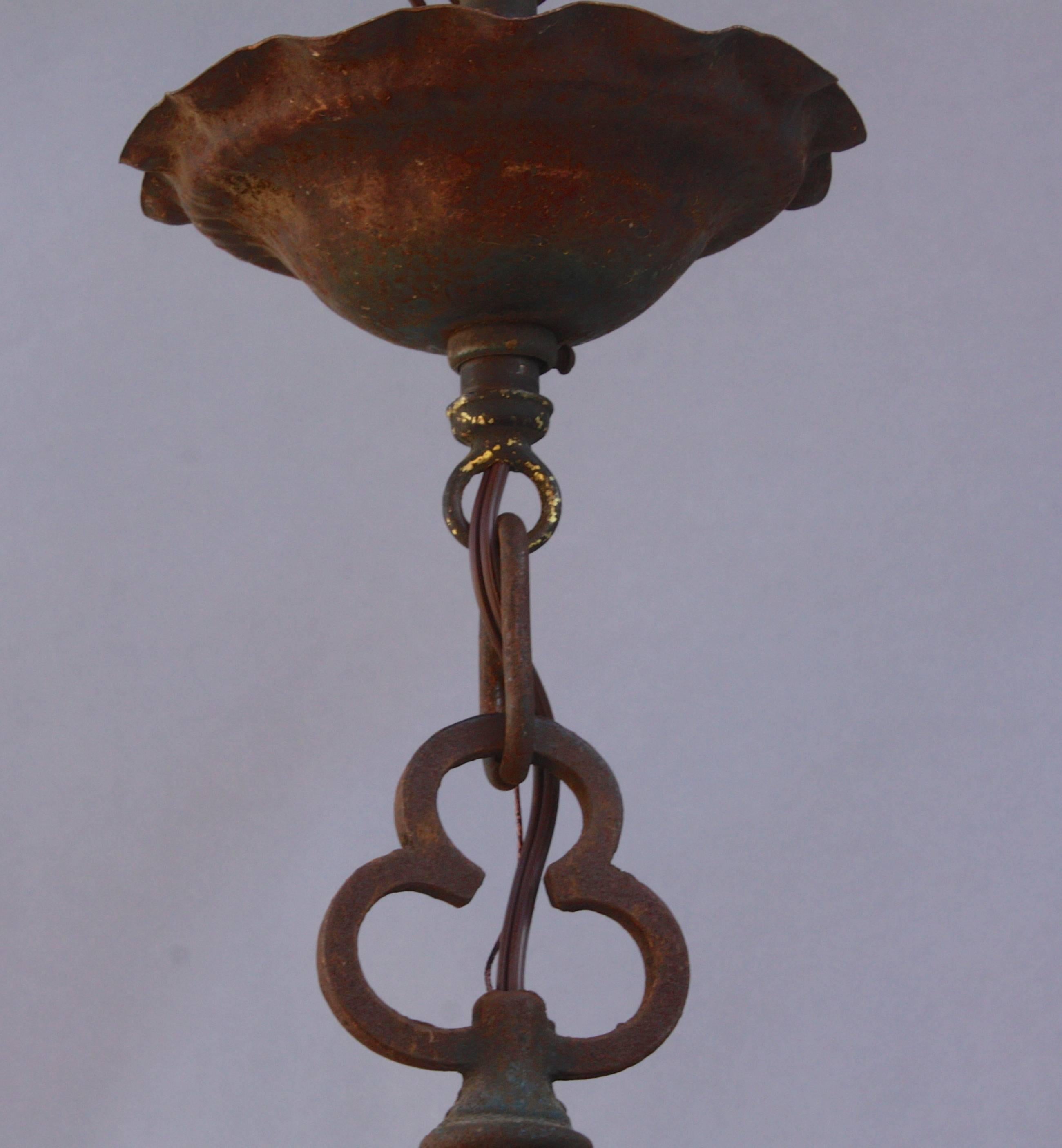 American 1920s Spanish Revival Iron Chandelier For Sale