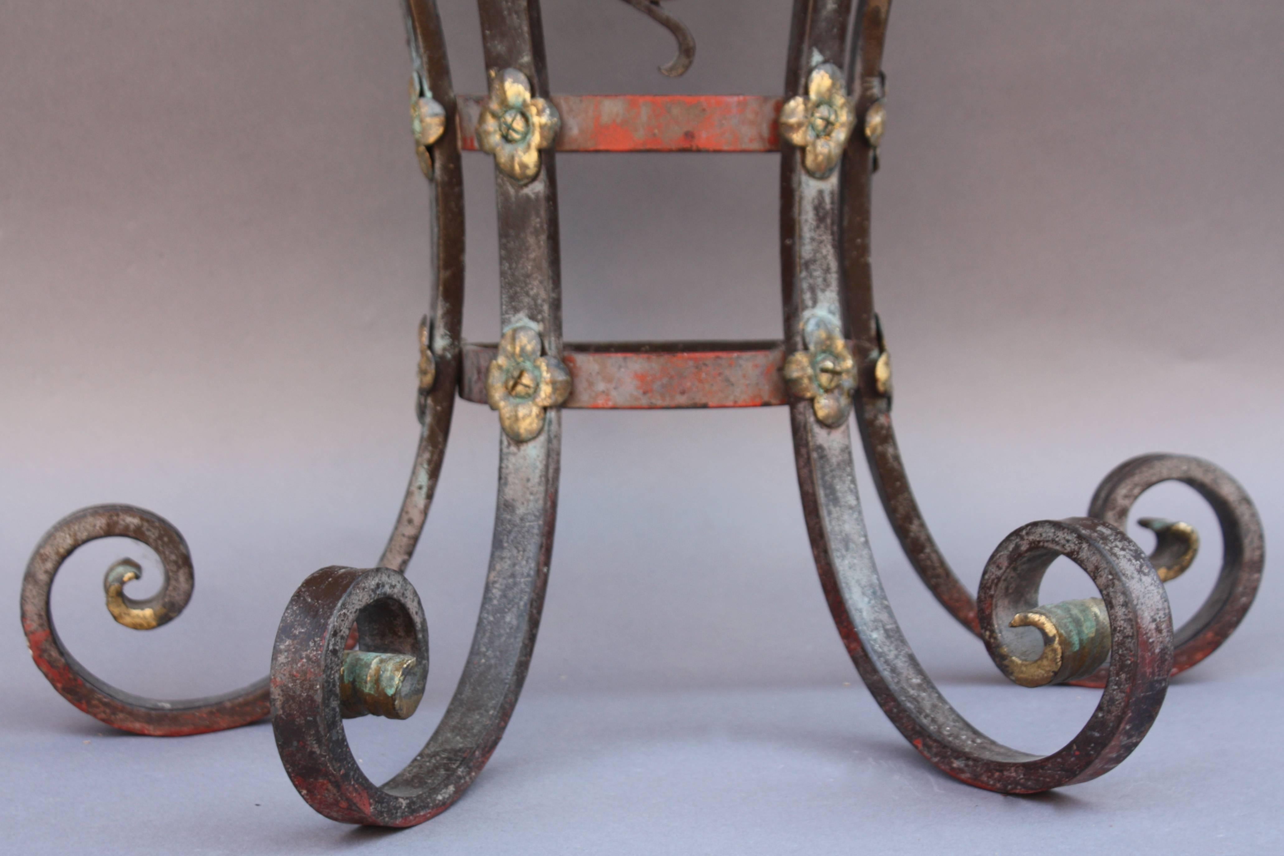 Early 20th Century One of Two 1920s Iron & Bronze Iron Oscar Bach Console Tables