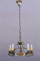 Spanish Revival Chandelier with Pewter and Gold-Tone Details