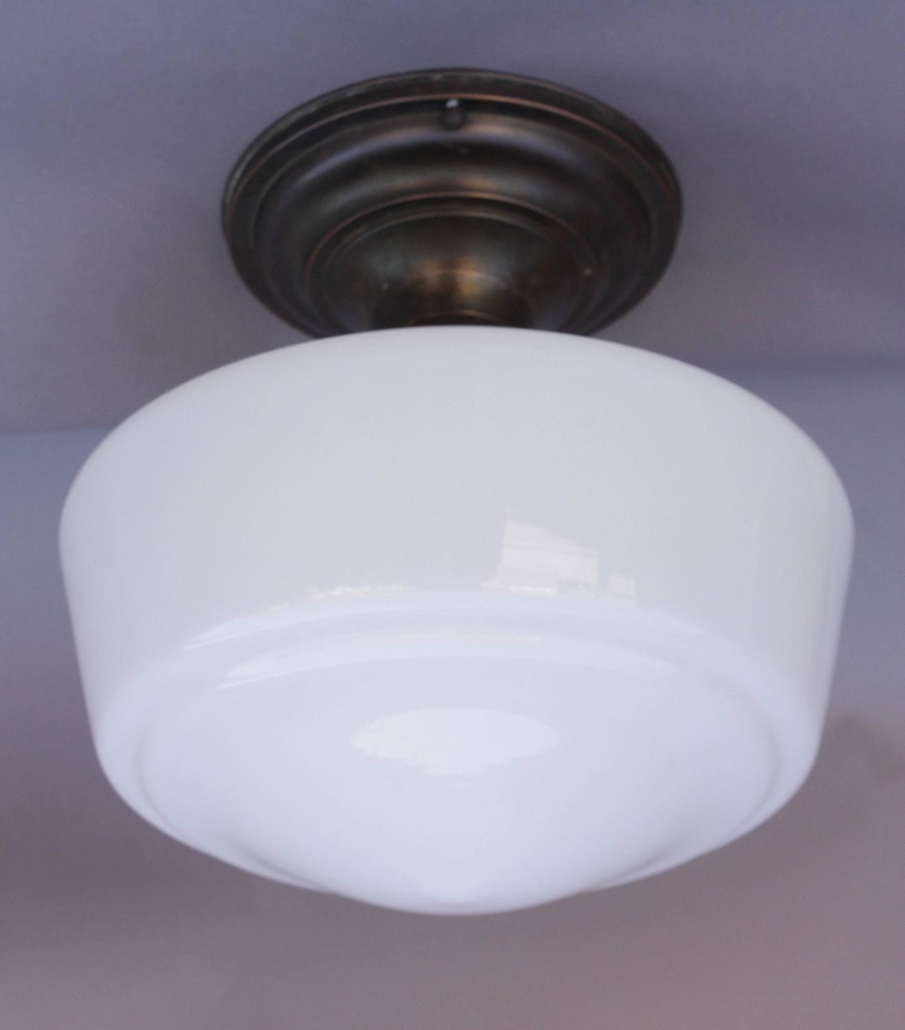 1930s Ceiling Light Fixture with Milk Glass Globe For Sale at 1stdibs