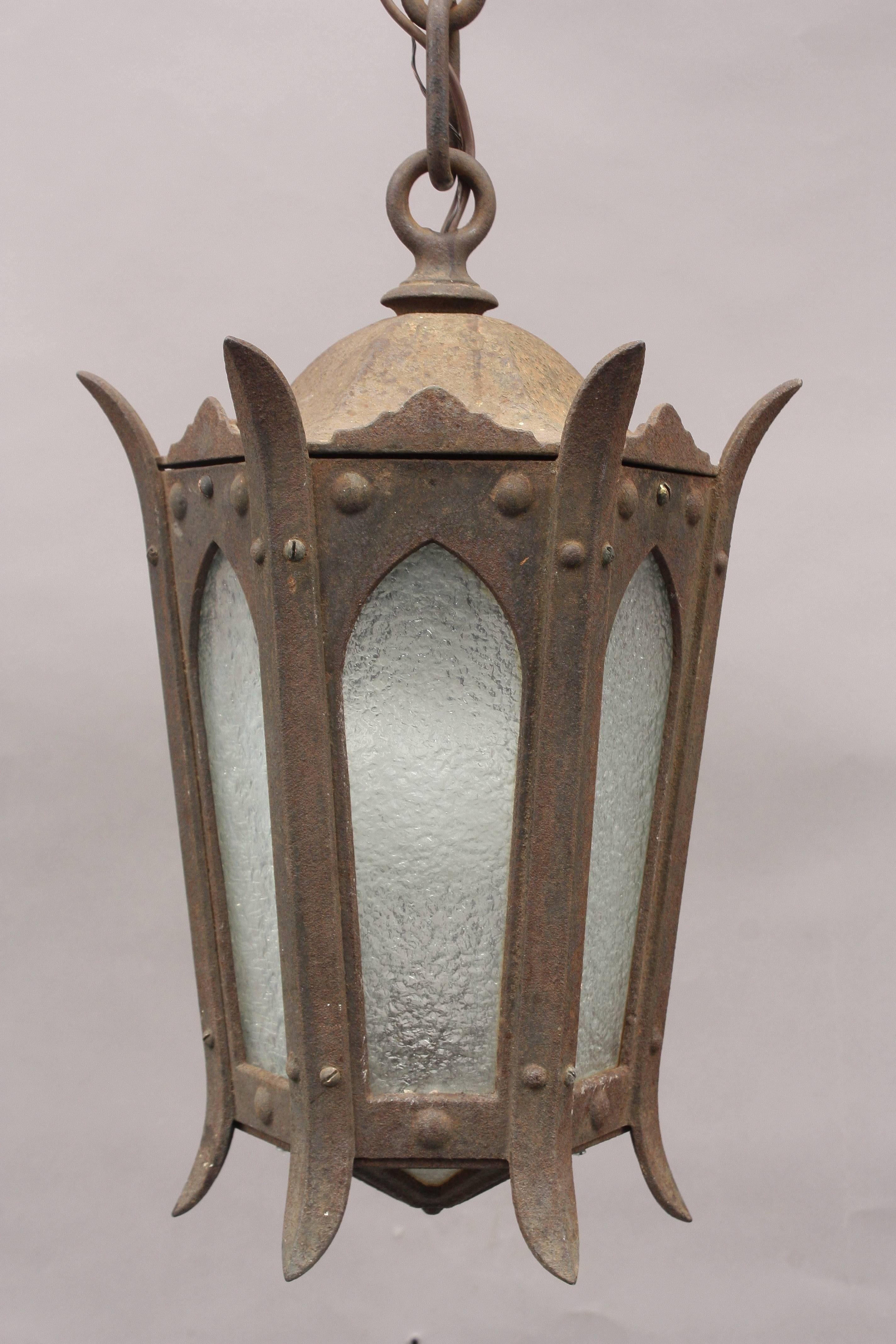 Exterior pendant fits in Tudor and Spanish revival homes, circa 1920s. Measures: 13.88