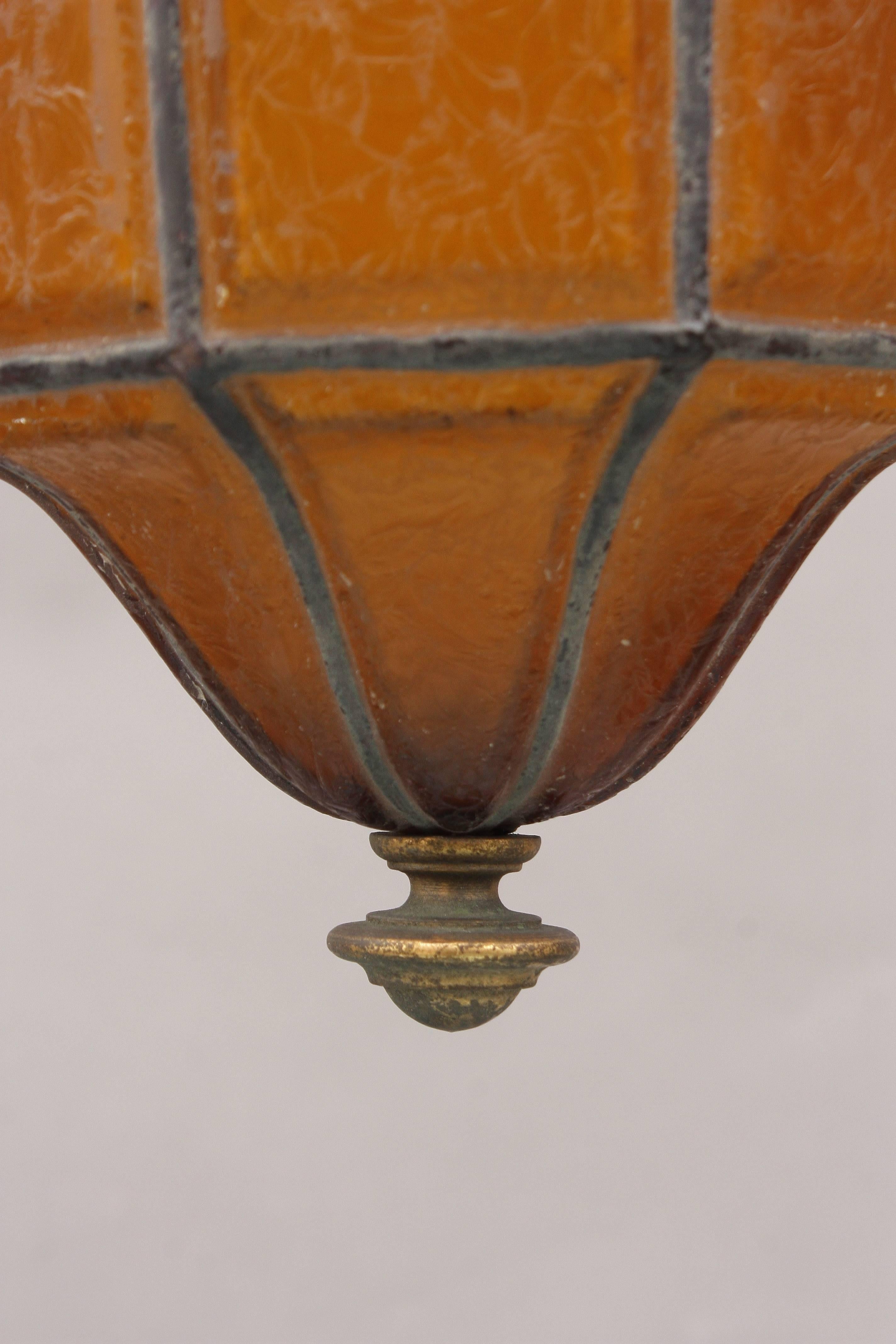 Early 20th Century Antique Amber Glass Interior Pendant