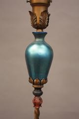 Exceptional 1920s Floor Lamp with Steuben Blow Glass
