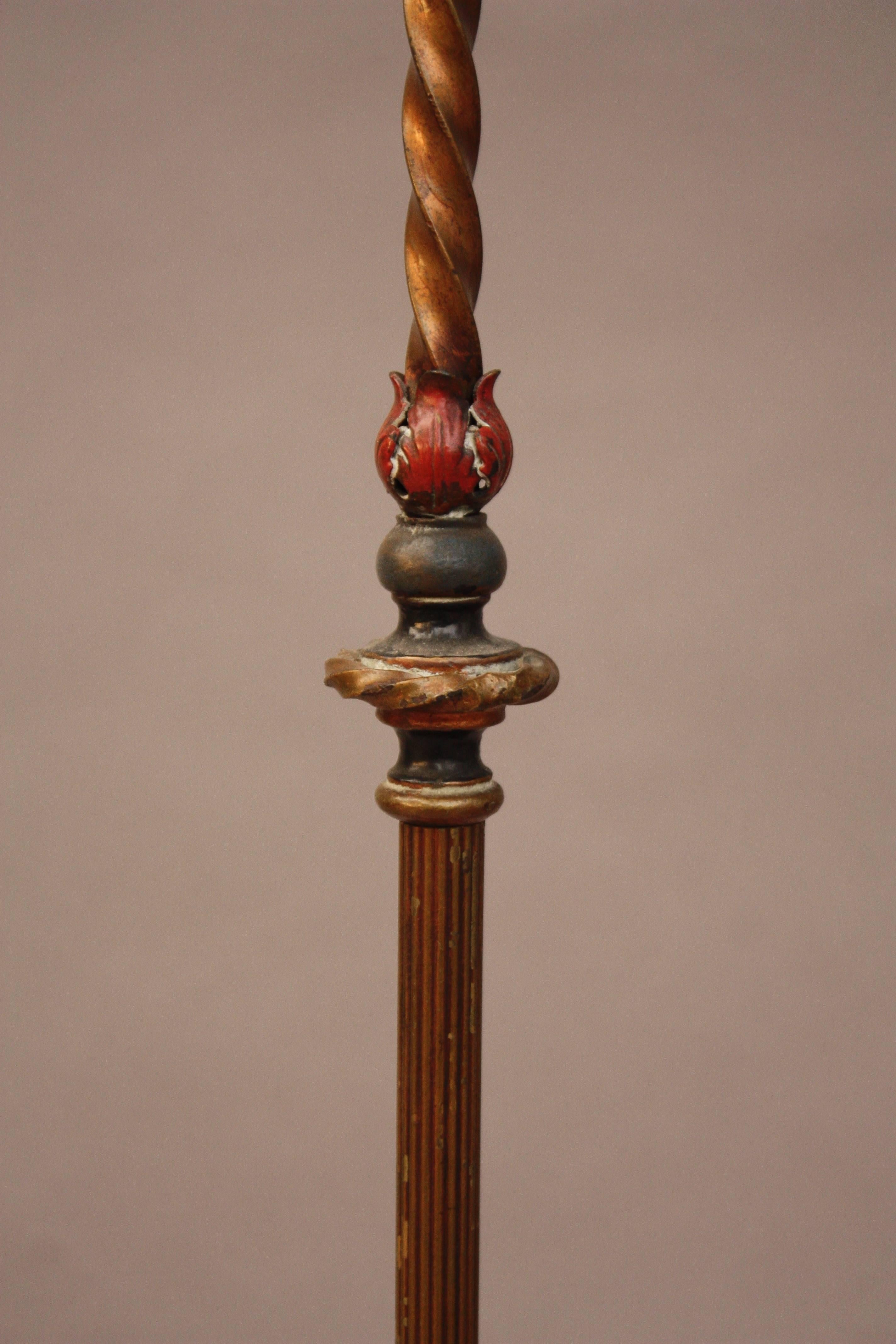 North American Exceptional 1920s Floor Lamp with Steuben Blow Glass