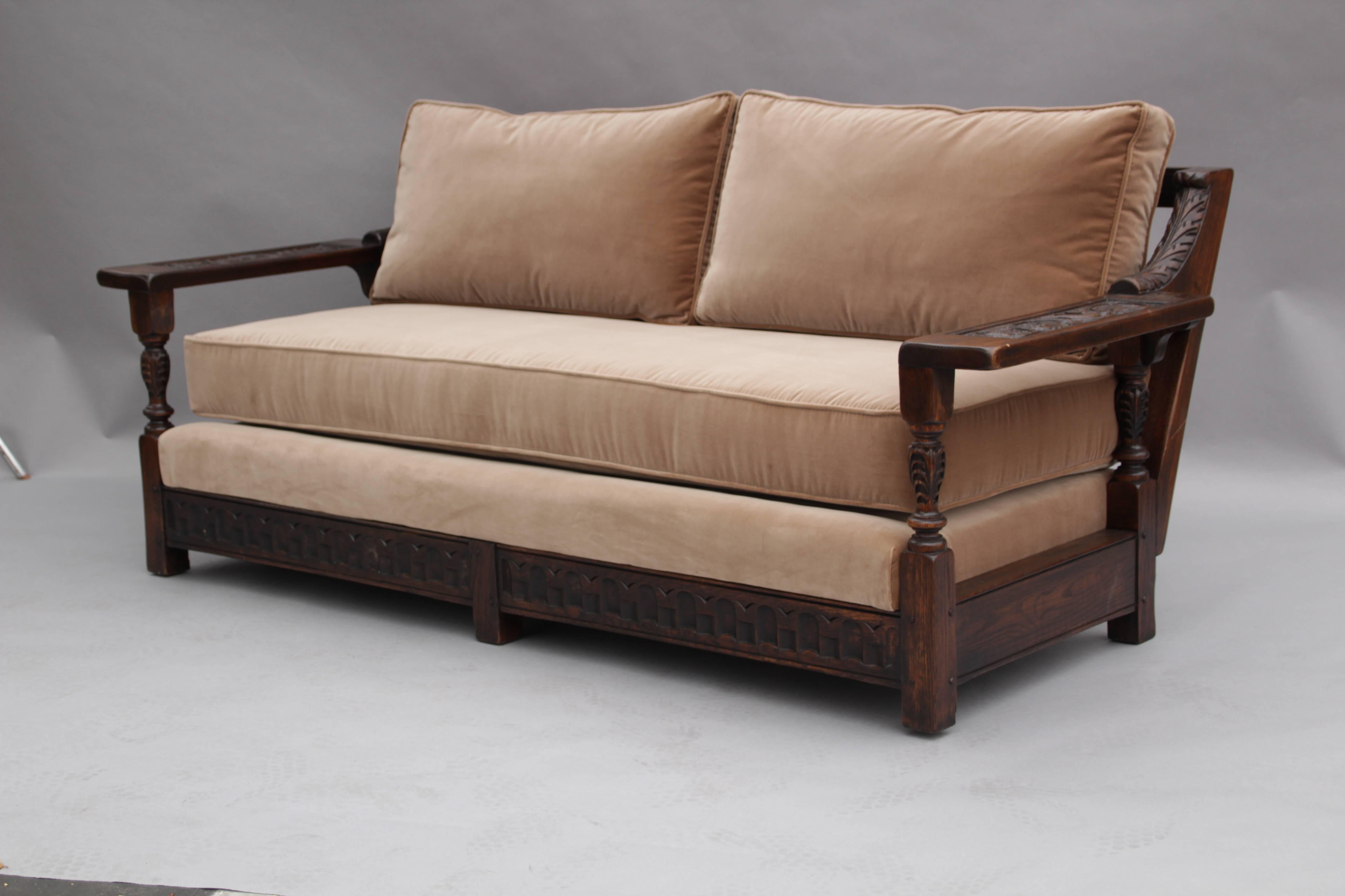 carved wood sofa