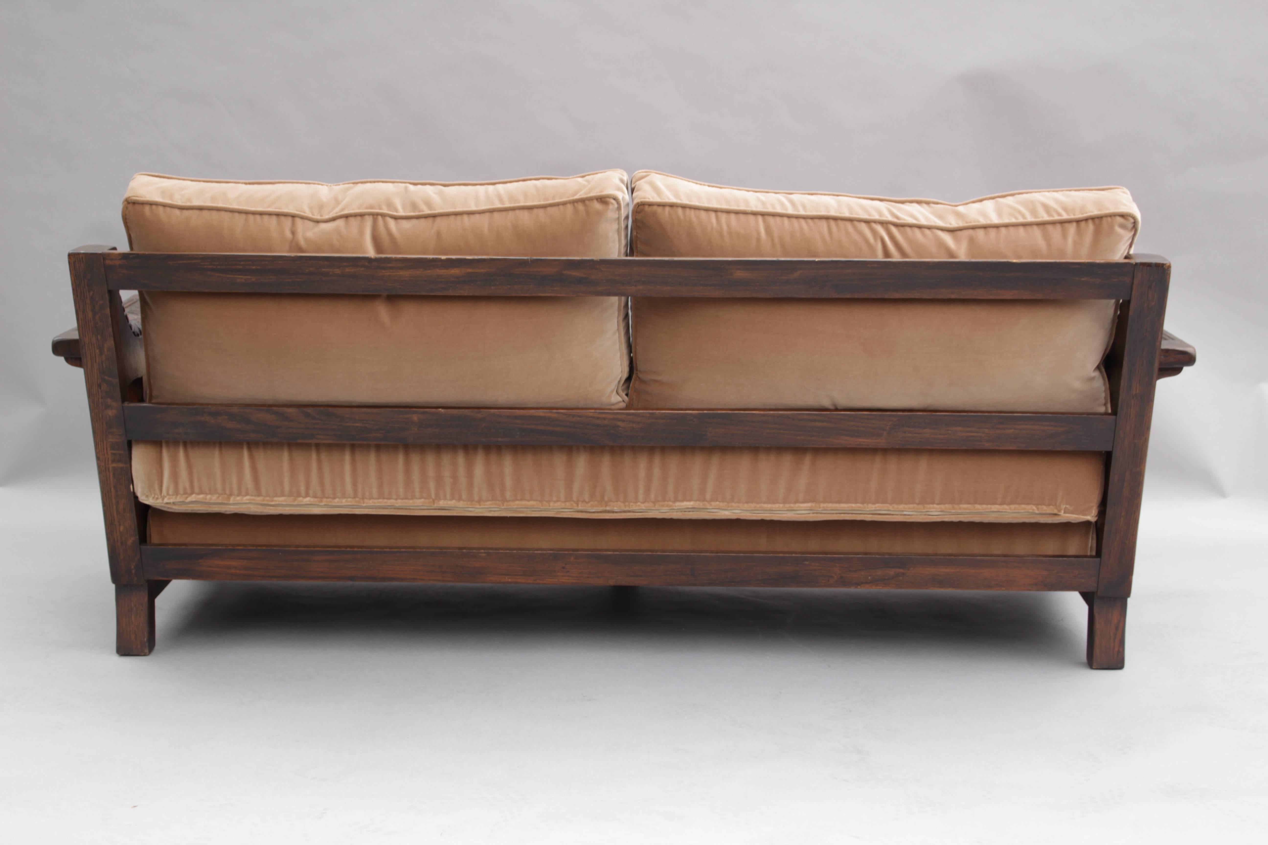 Spanish Revival Carved Wood 1920s Sofa In Good Condition In Pasadena, CA