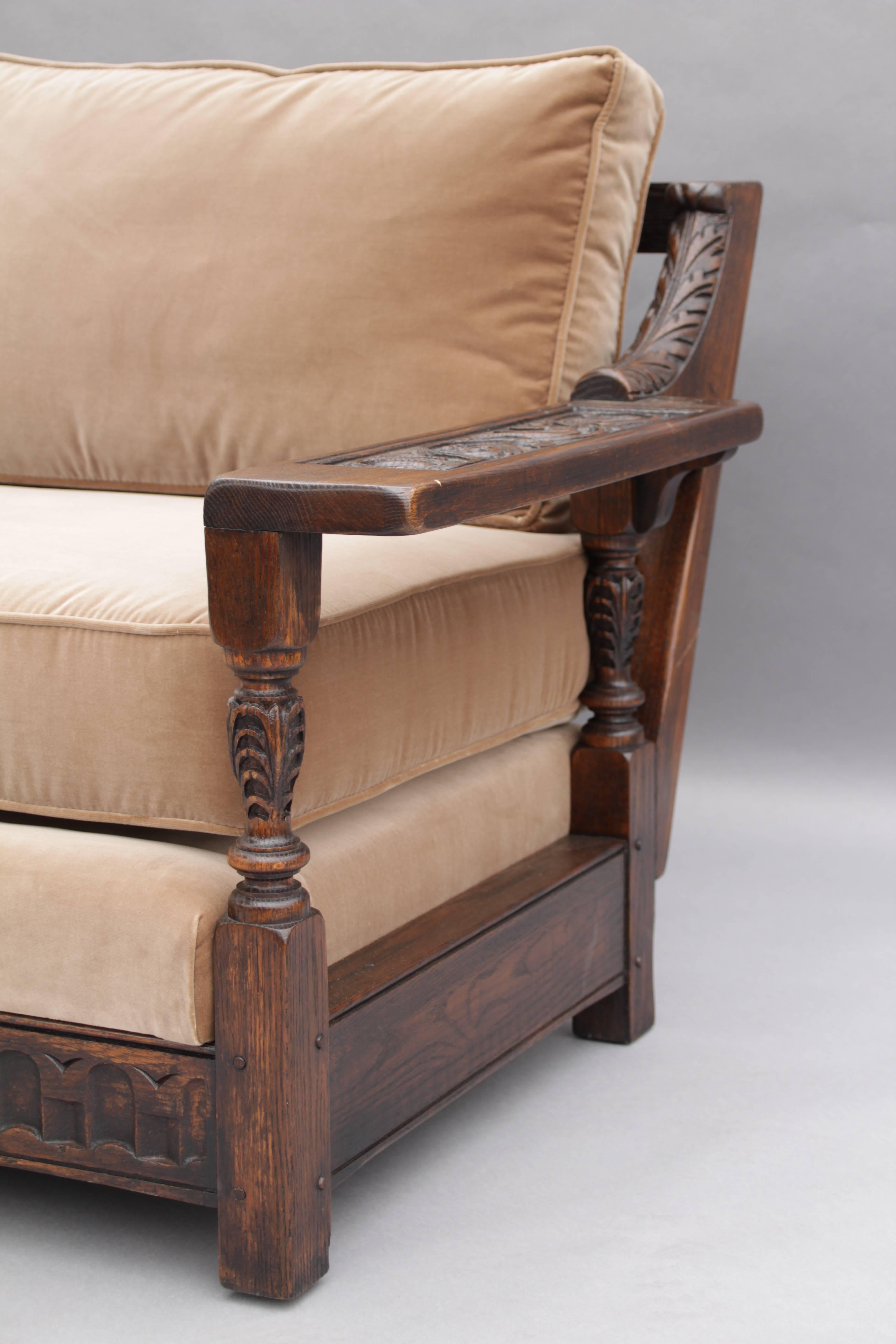 Spanish Revival Carved Wood 1920s Sofa 2