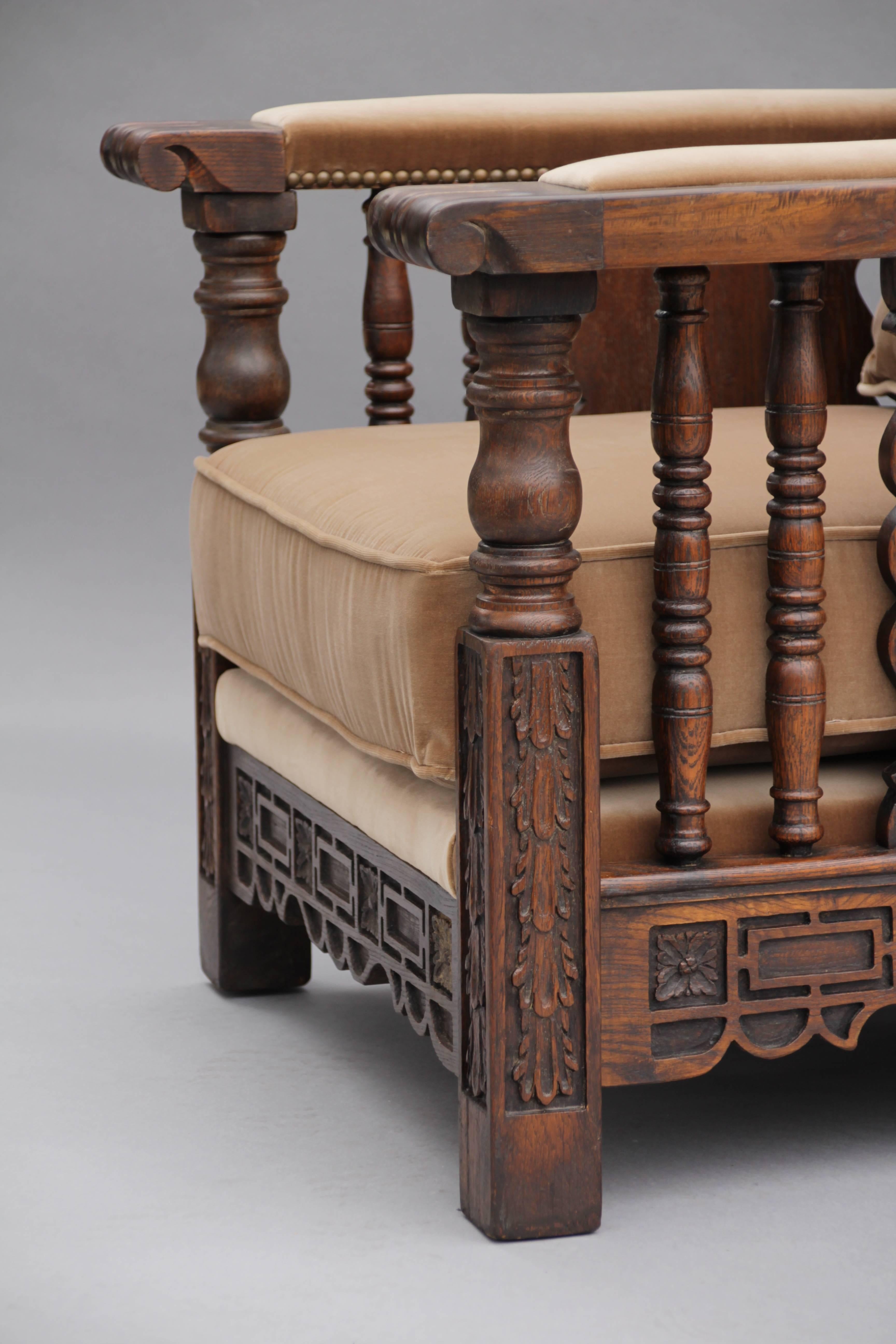 Spanish Colonial 1920s Carved Club Chair with Acanthus Motif