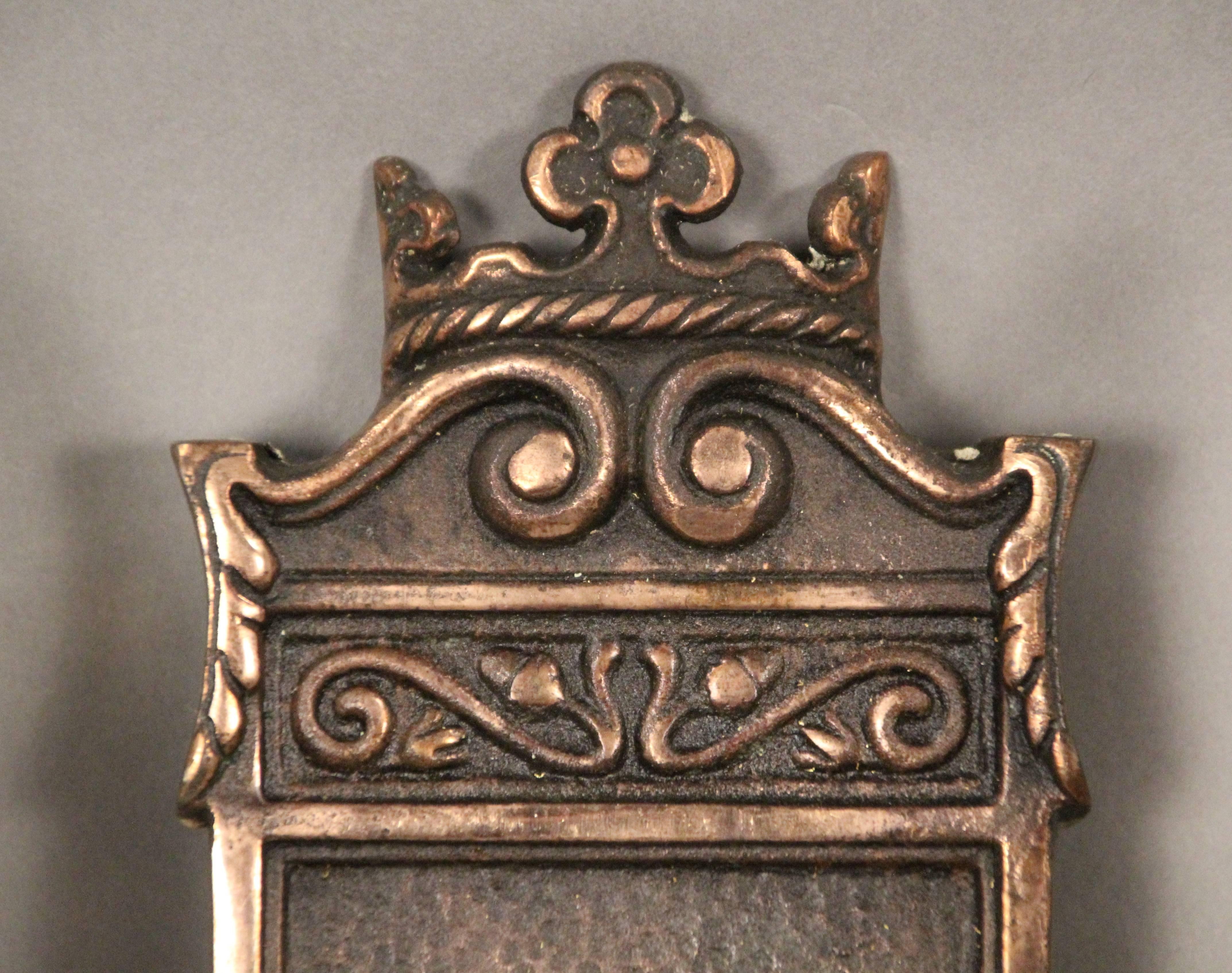 American 1 of 3 Double Light Bronze Sconces with Shield