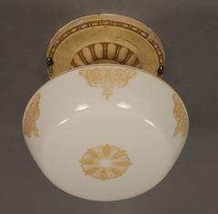 1930s Ceiling Mount with Attractive Painted Glass Shade