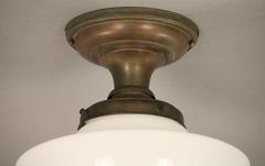 1930s Ceiling Mount with Milk Glass Globe