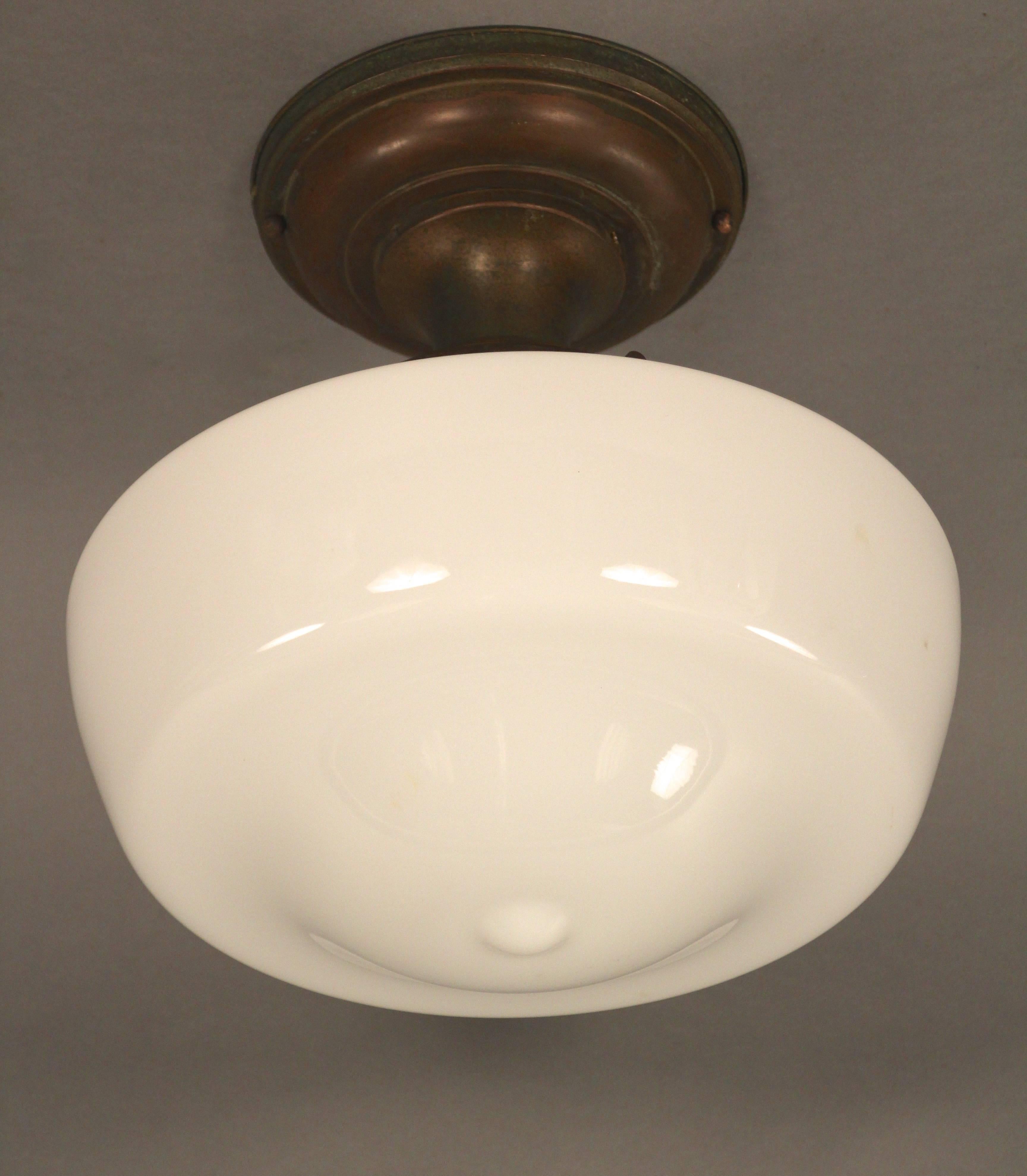 Other 1930s Ceiling Mount with Milk Glass Globe For Sale