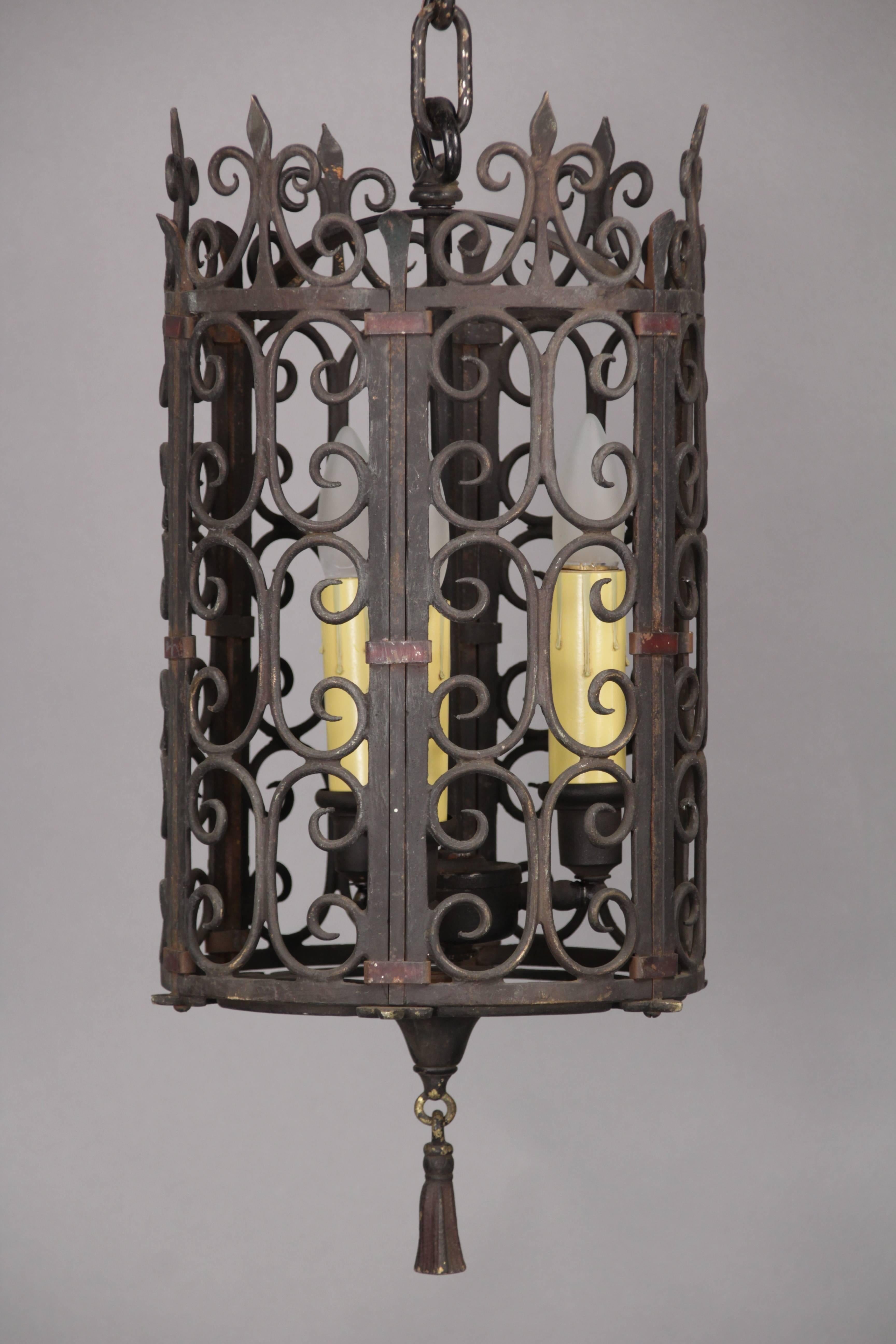 Spanish Revival pendant with beautiful iron work, circa 1920s.