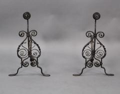 1920s Small Wrought Andirons
