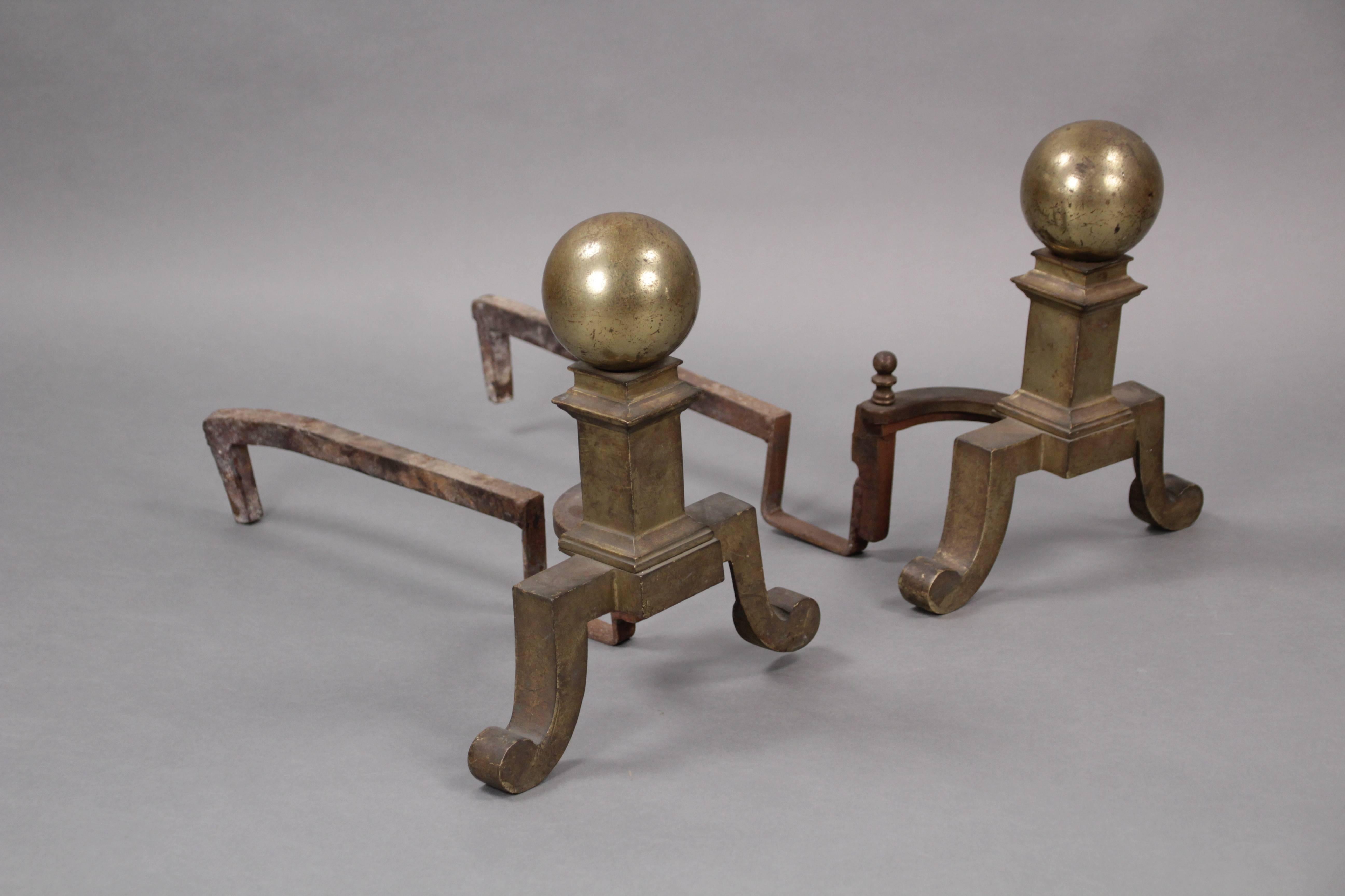 North American Antique Pair of Small Scale Andirons For Sale