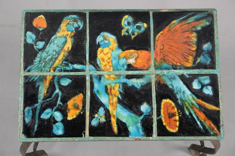 Taylor Six Tile Parrot Wrought Iron Table at 1stDibs