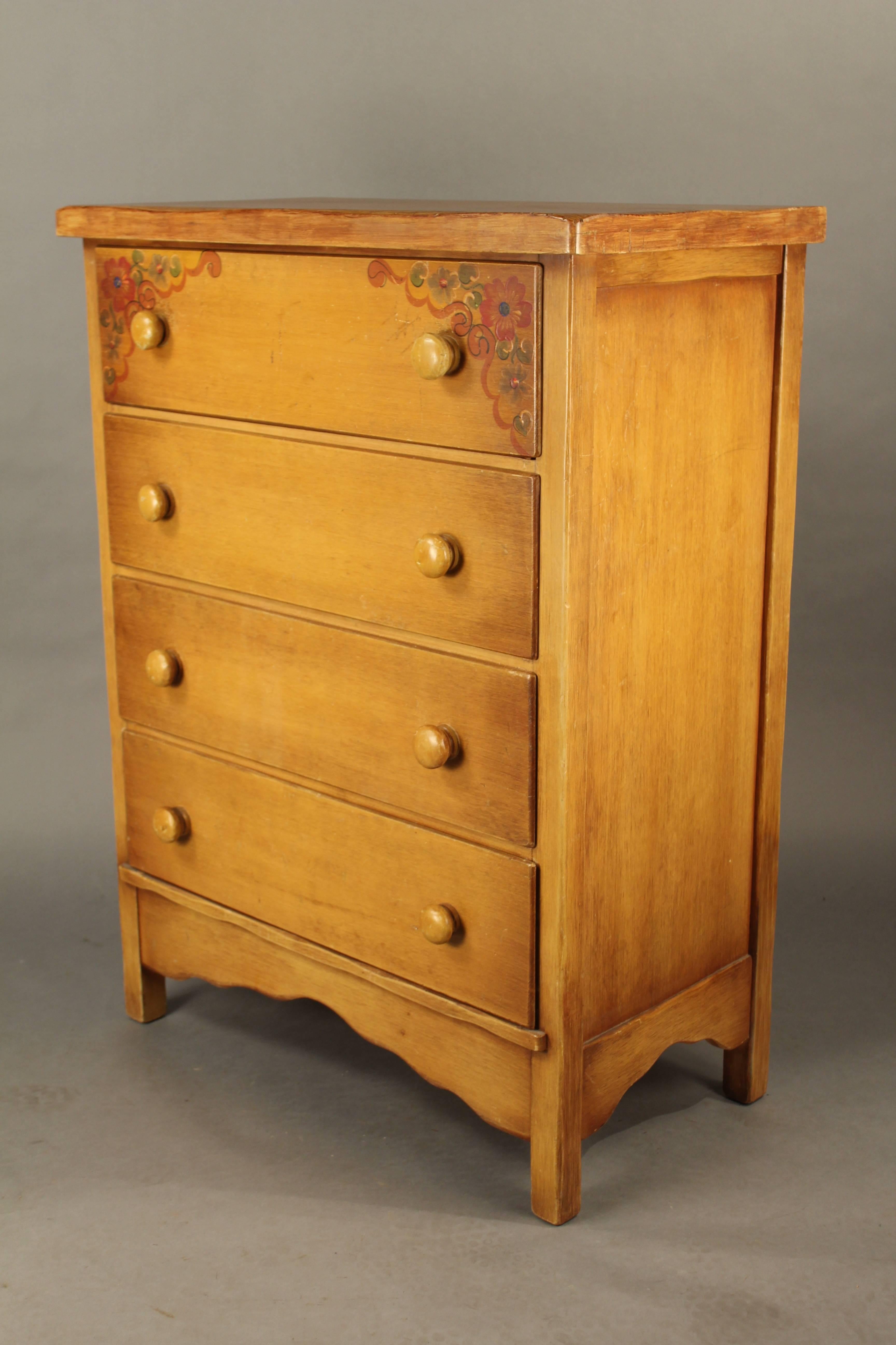 Rancho Monterey Coronado Four-Drawer Dresser with Hand-Painted Flowers