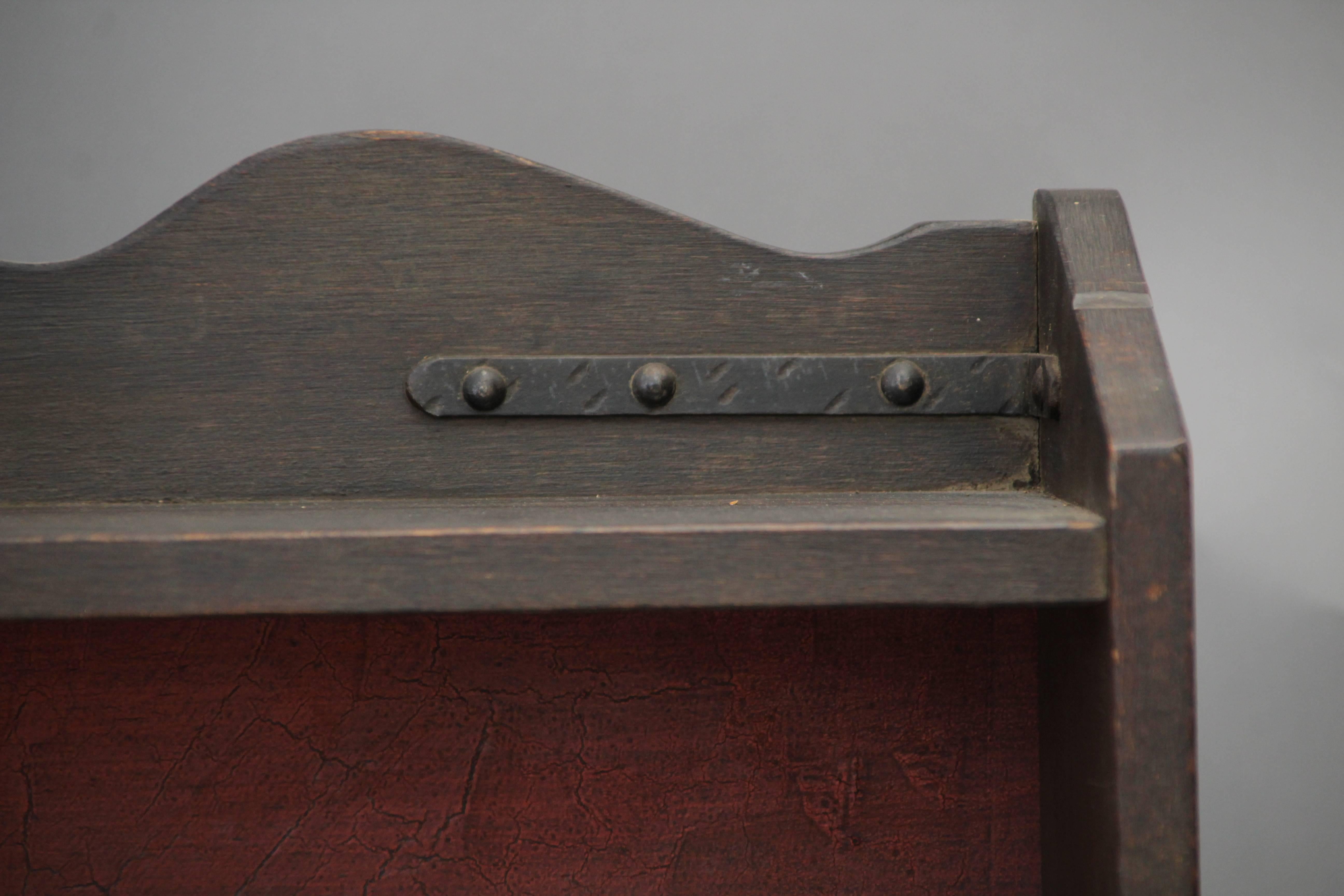 Mid-20th Century 1930s Early Monterey Signed Hutch with Original Red and Old Wood Finish