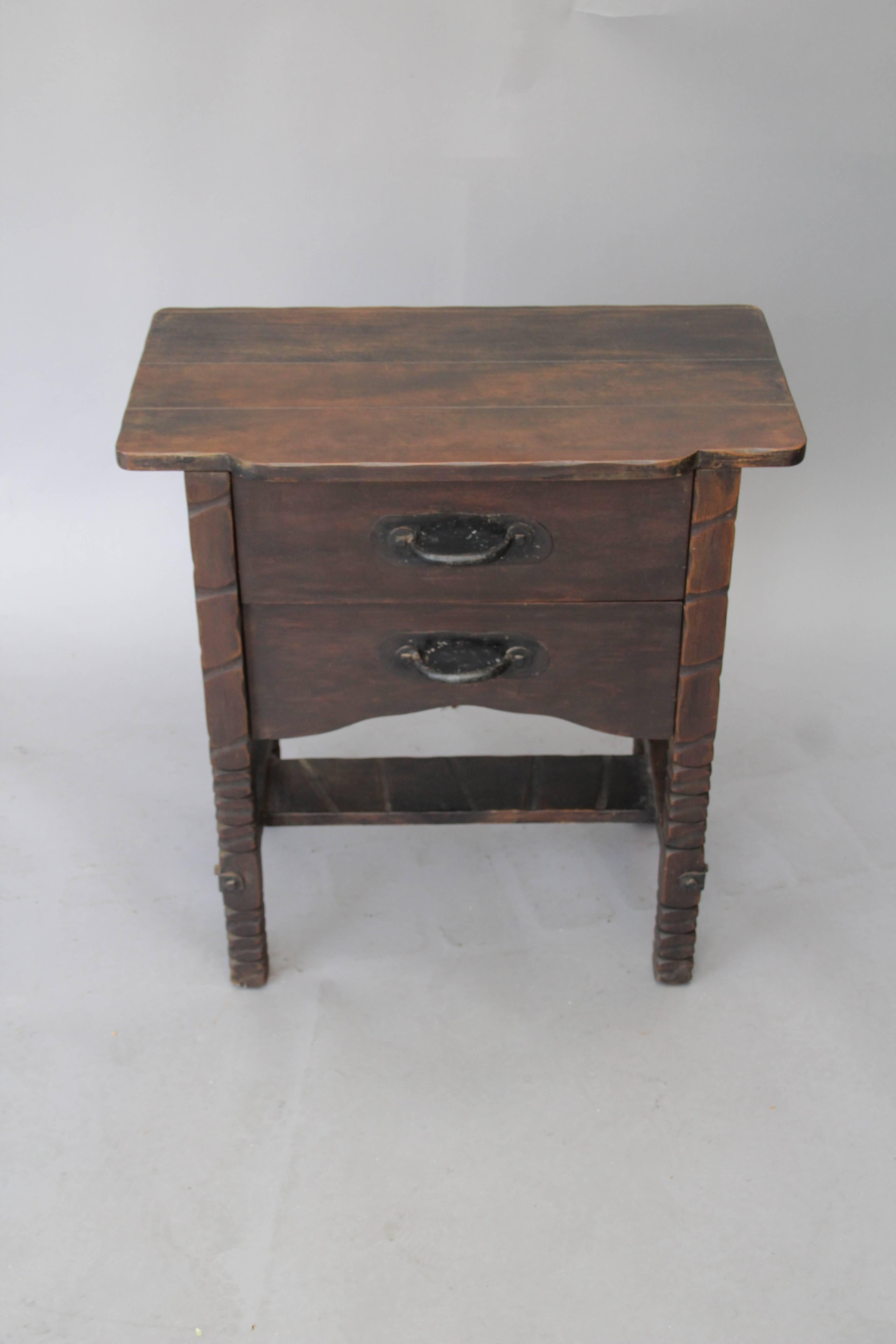 American 1930s Rare Monterey Nightstand in Old Wood Finish