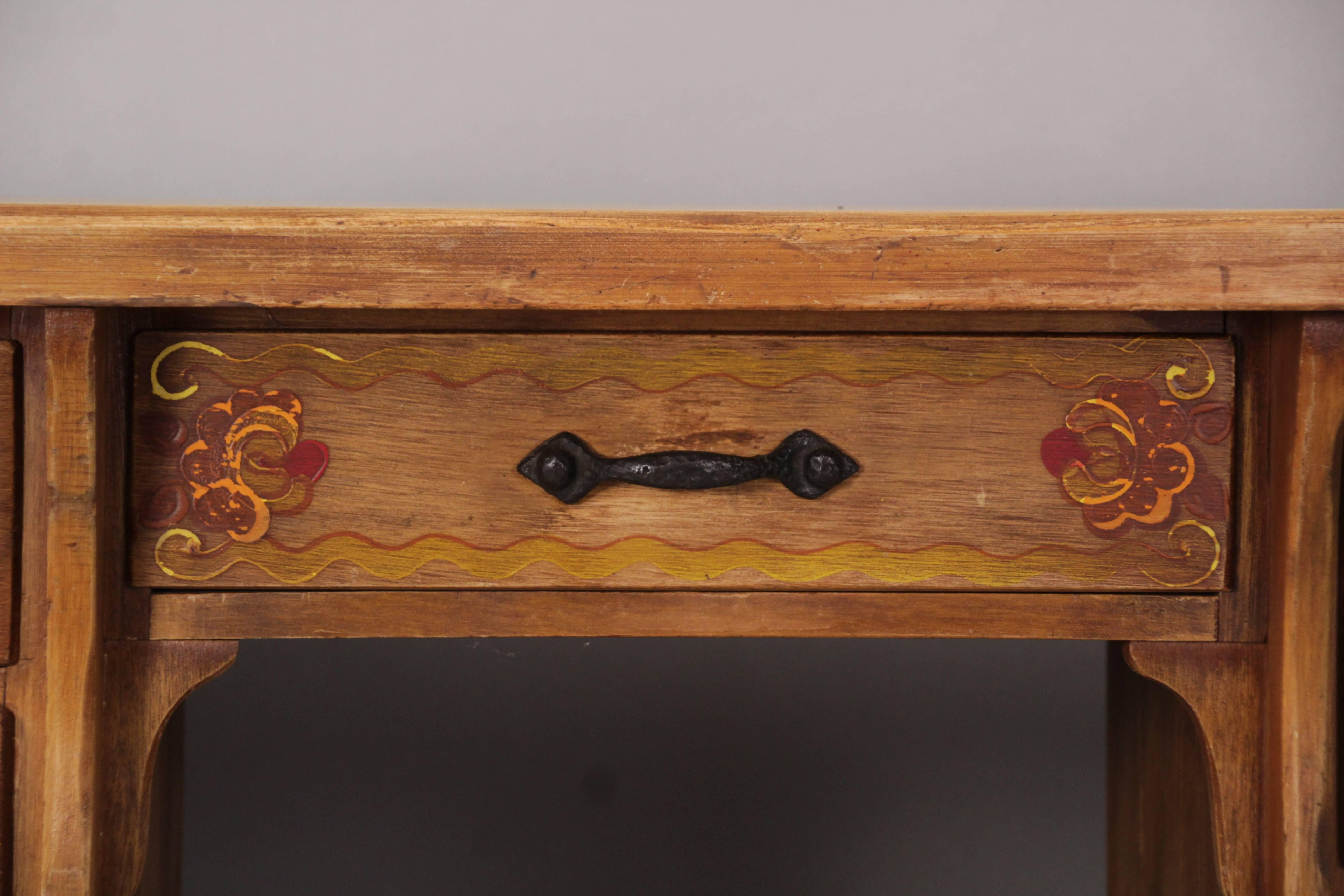 American 1930s Larger Monterey Period Painted Desk